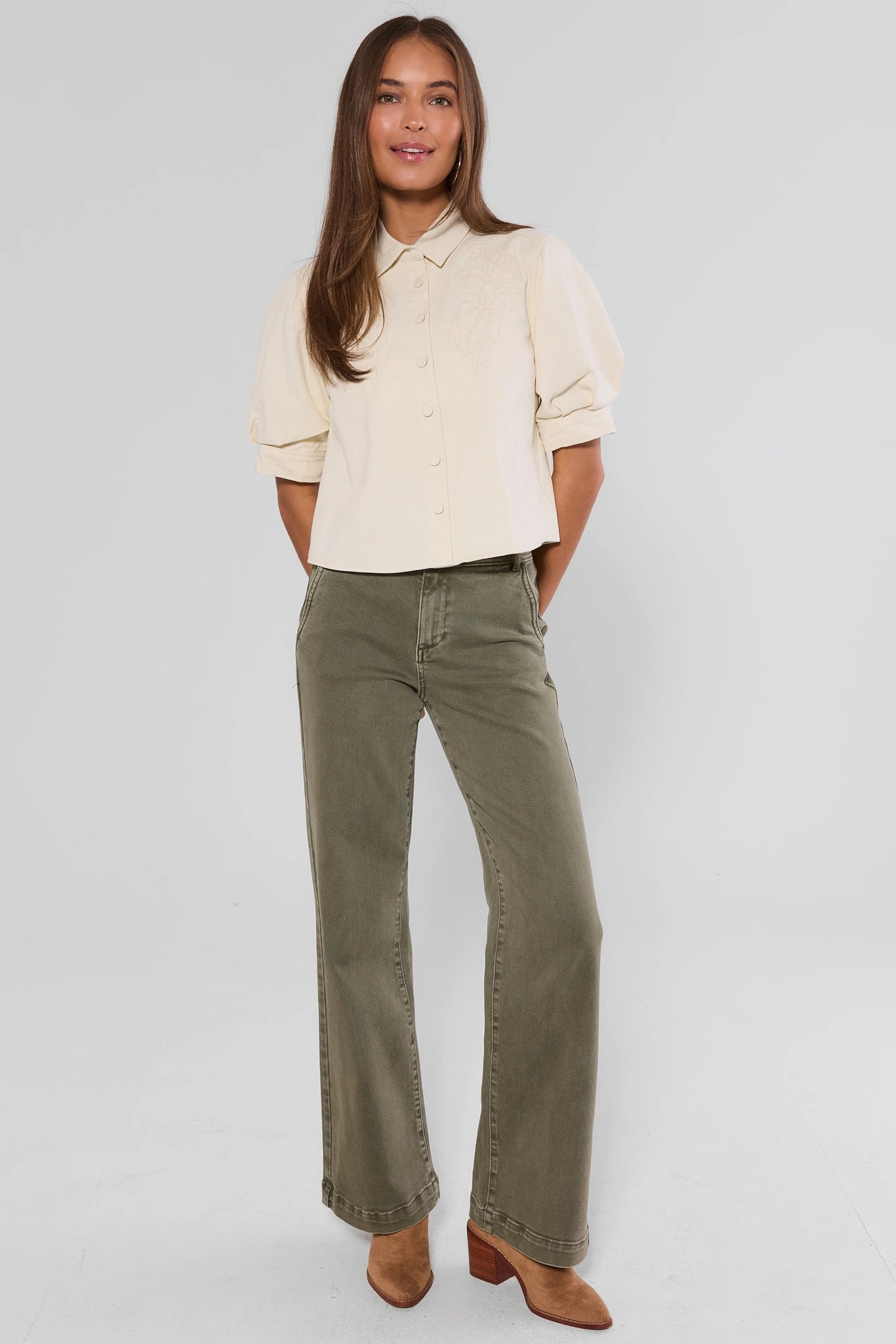 Kameron Olive Bootcut Jeans