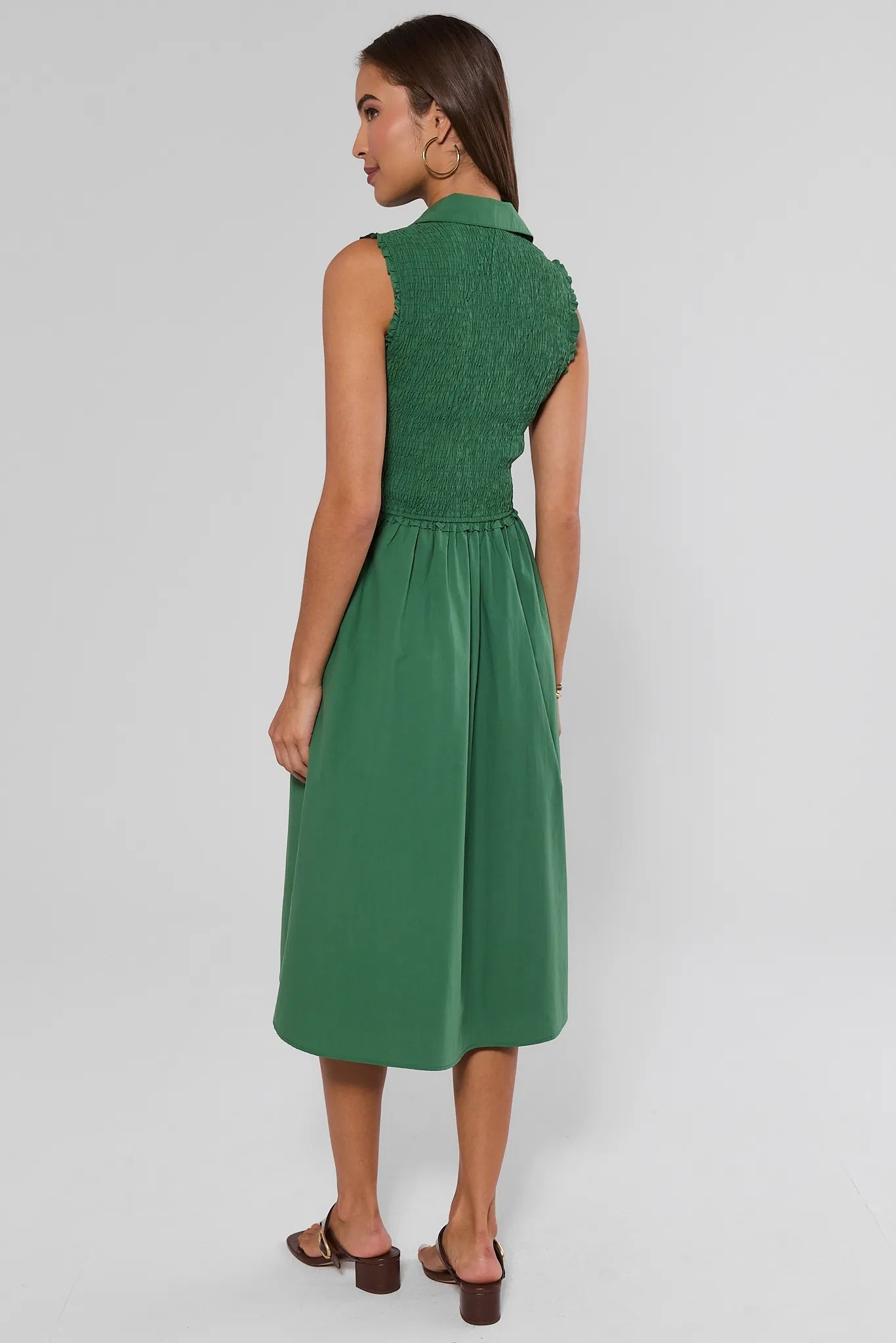 Estella Green Smocked Midi Dress