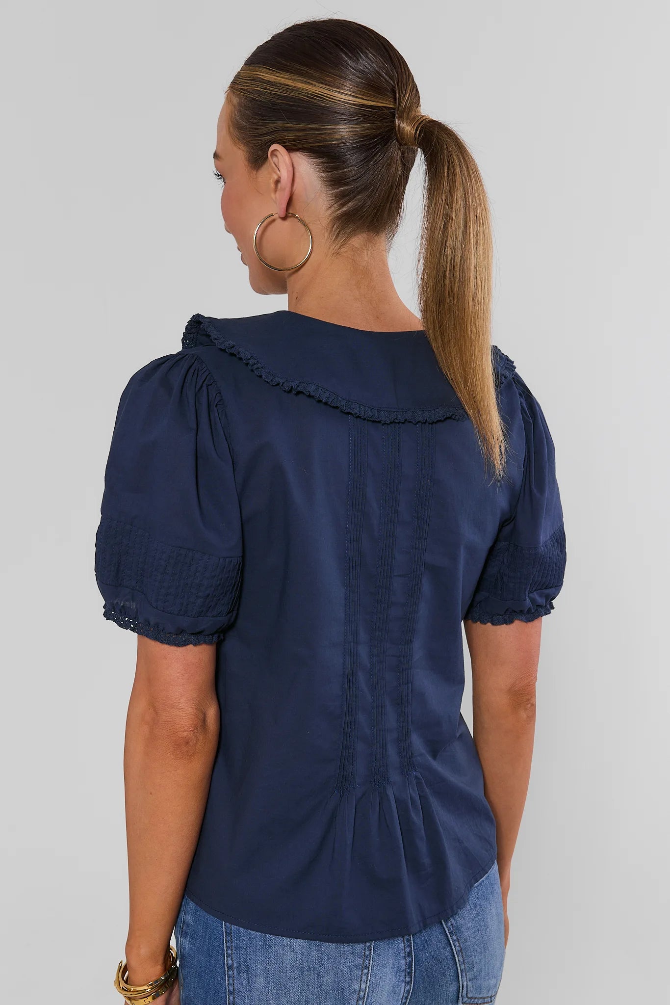 Bennett Navy Button Up Top
