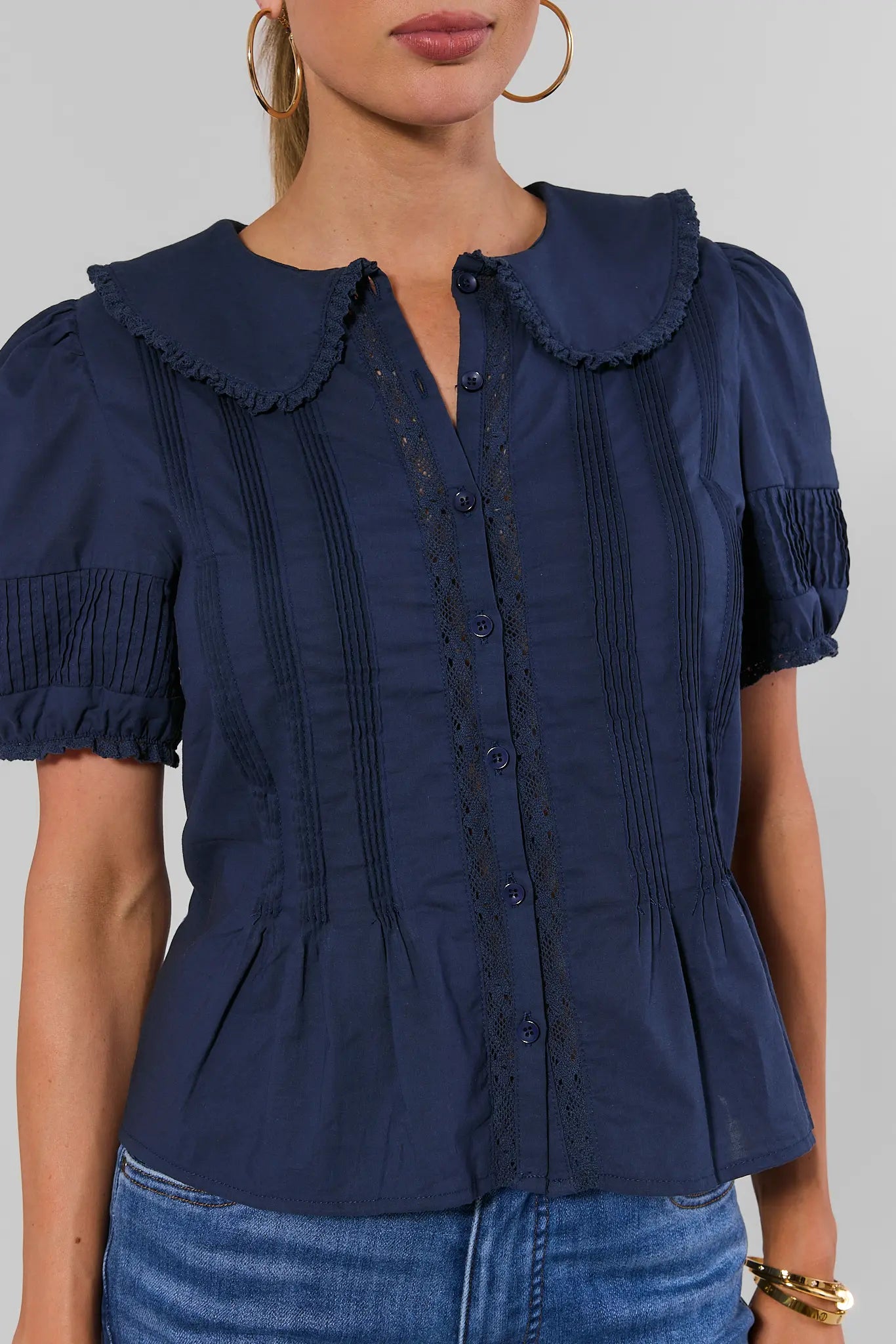 Bennett Navy Button Up Top