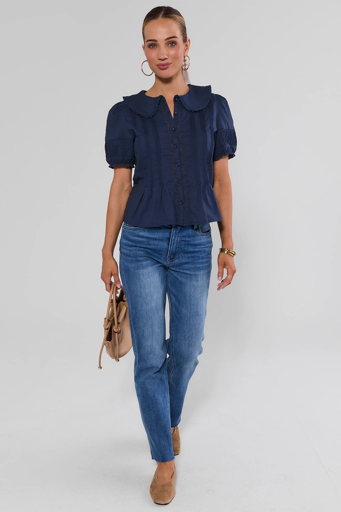 Bennett Navy Button Up Top