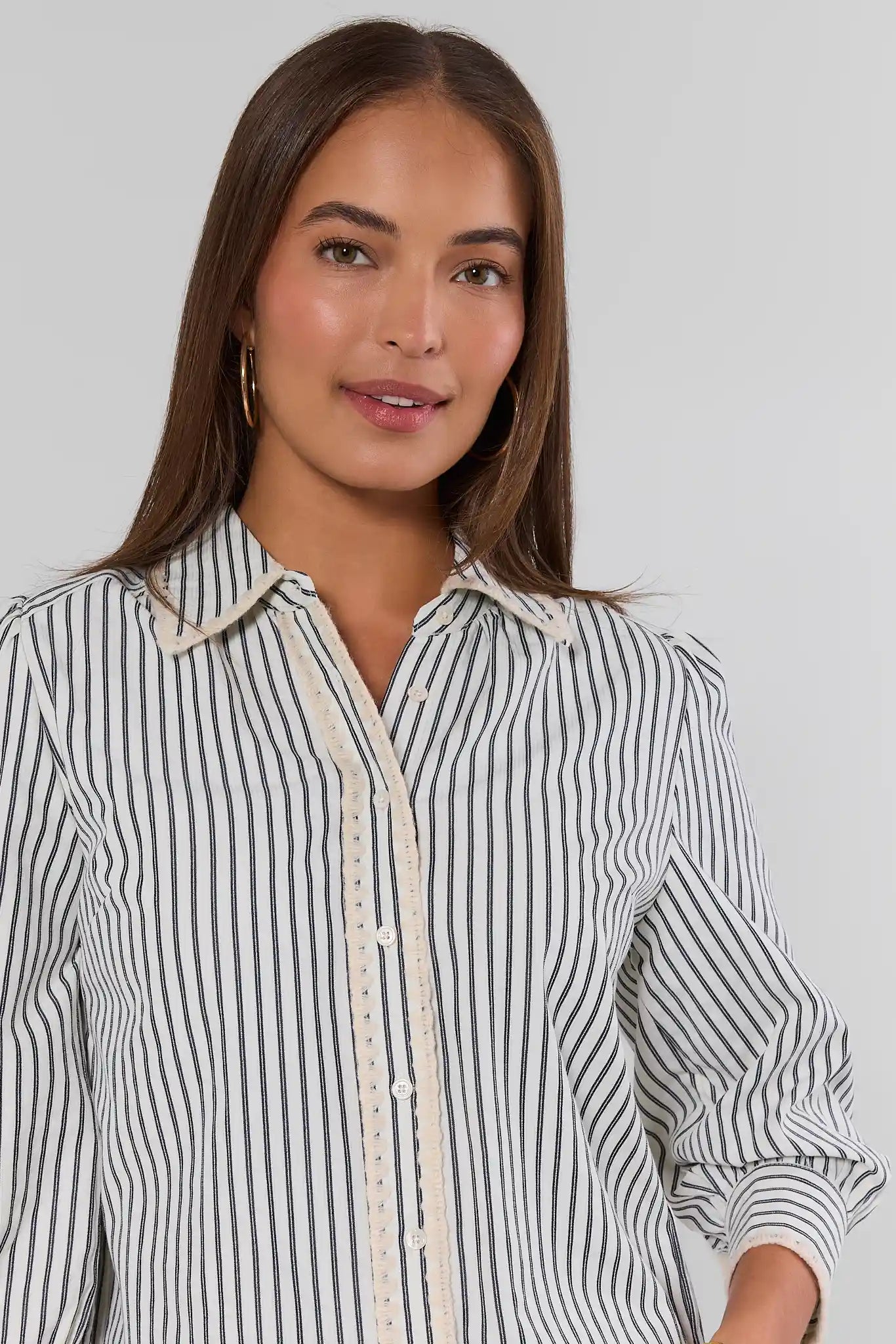 Brinkley Blue Striped Button Up Top
