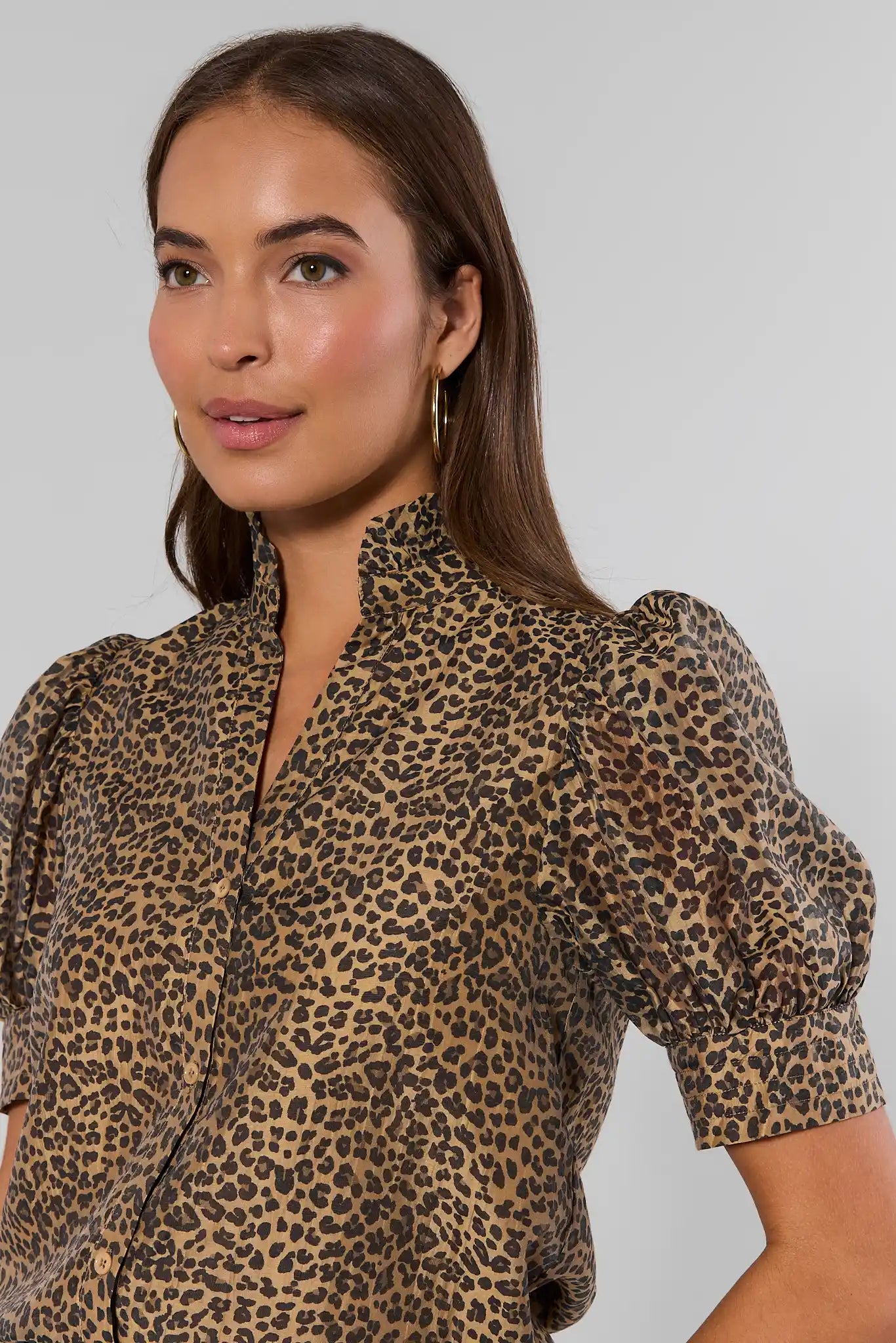 Delaney Leopard Print Button Up Top
