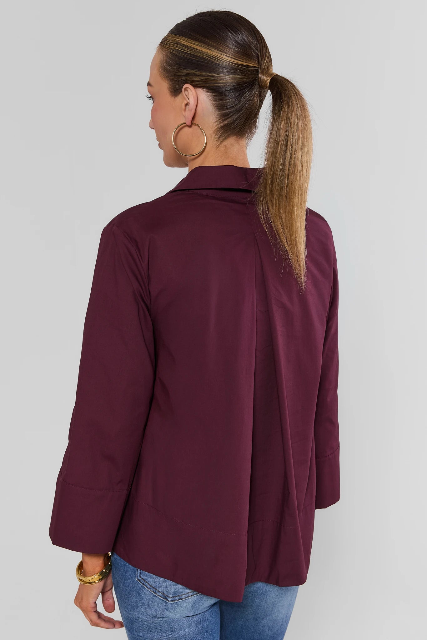 Maroon Split Neck Collared Top