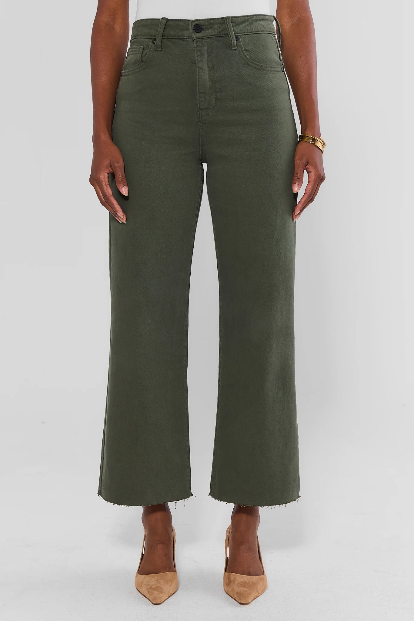 Kimberly Dark Olive Wide Leg Jeans