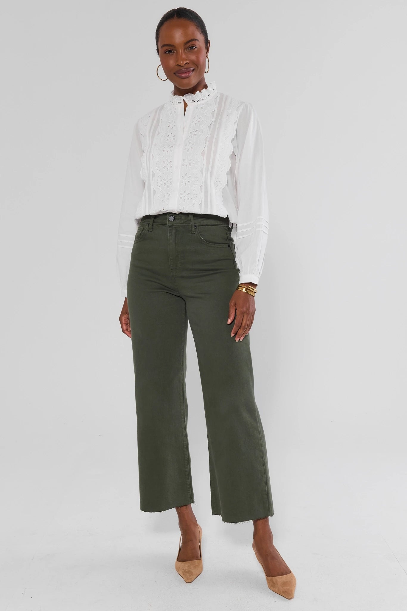Kimberly Dark Olive Wide Leg Jeans