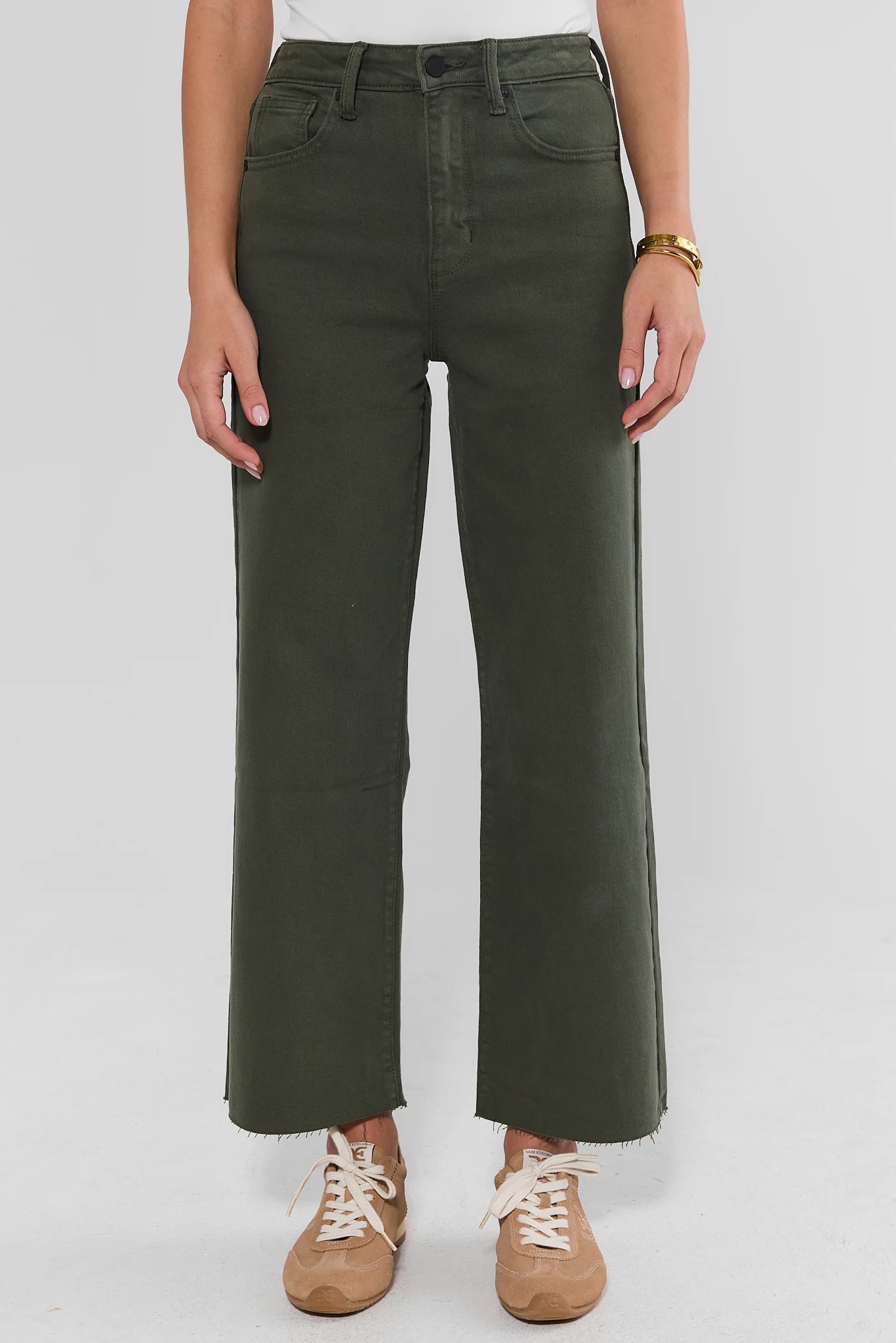 Kimberly Dark Olive Wide Leg Jeans