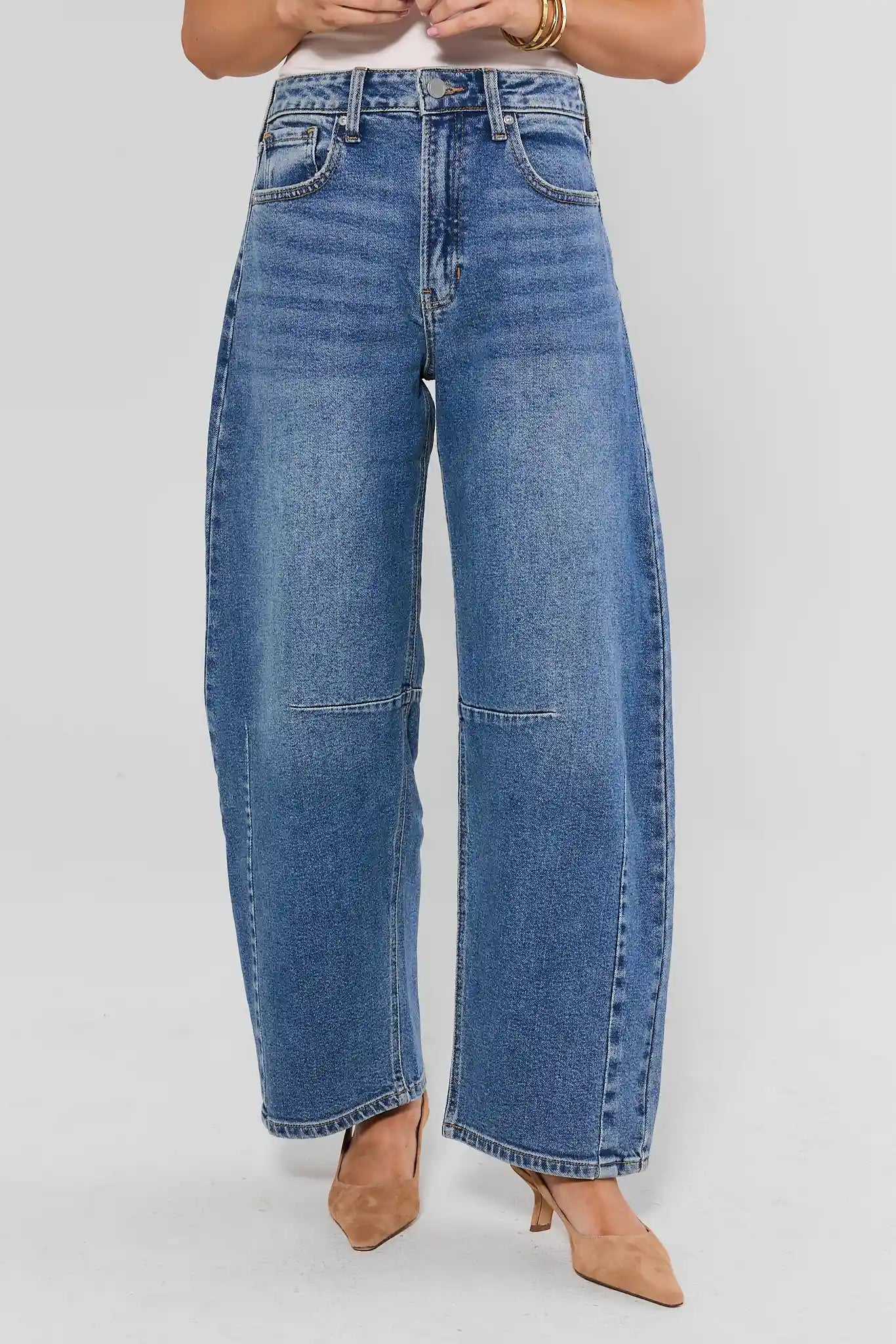 Harper Medium Wash Barrel Jeans