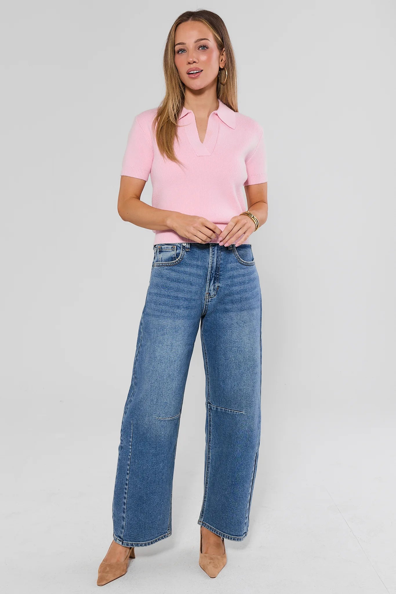 Harper Medium Wash Barrel Jeans