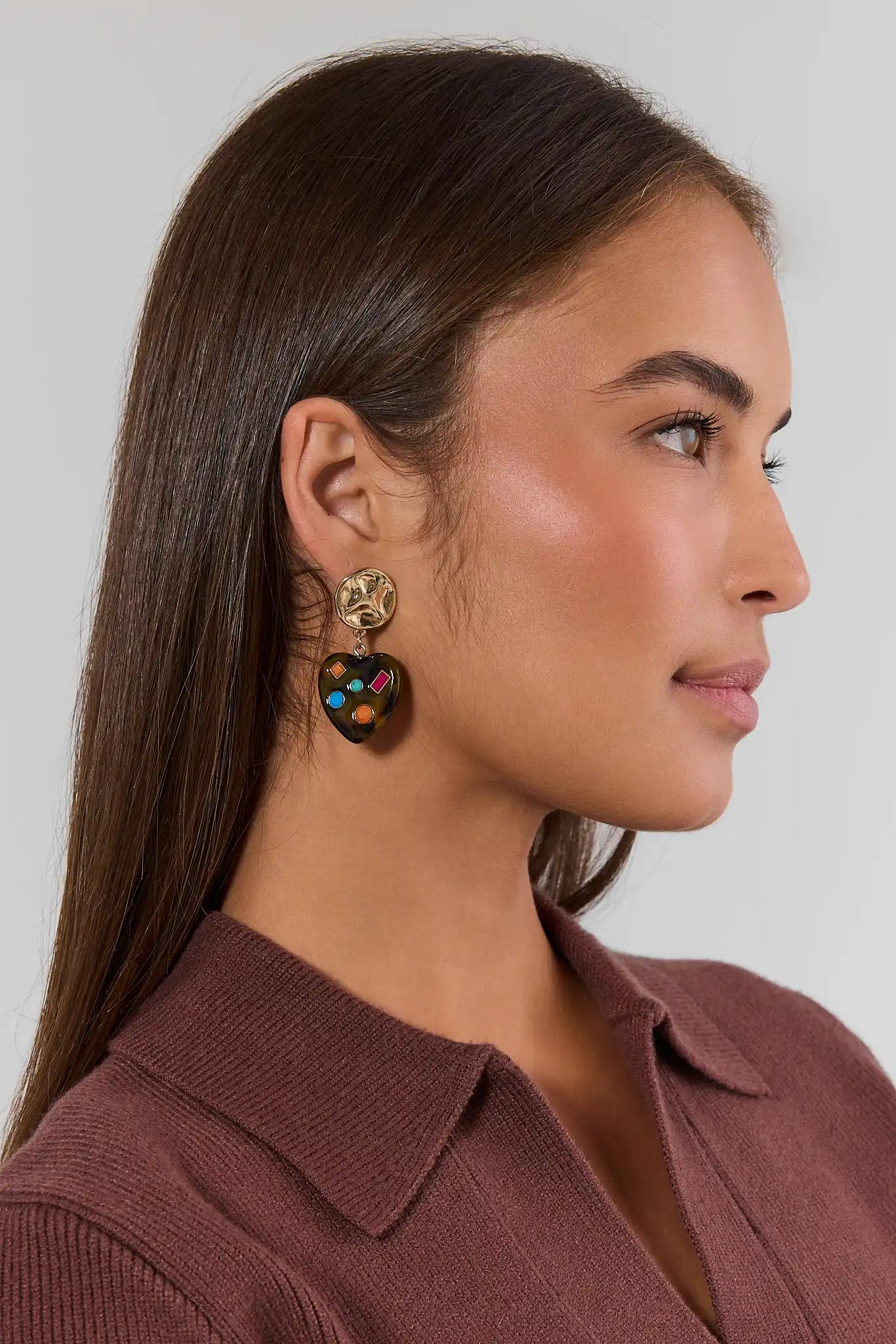 Tortoise Heart Drop Earrings
