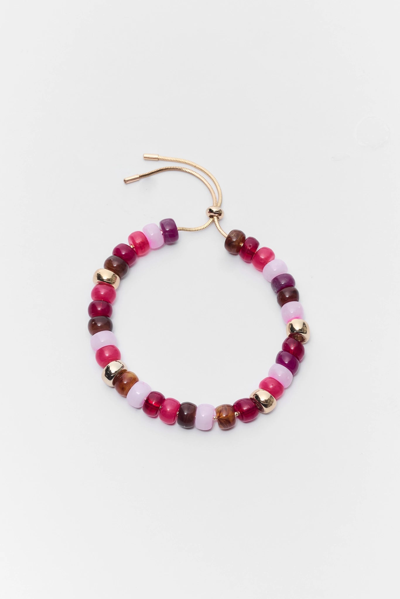 Pink Multi Beaded Adjustable Bracelet