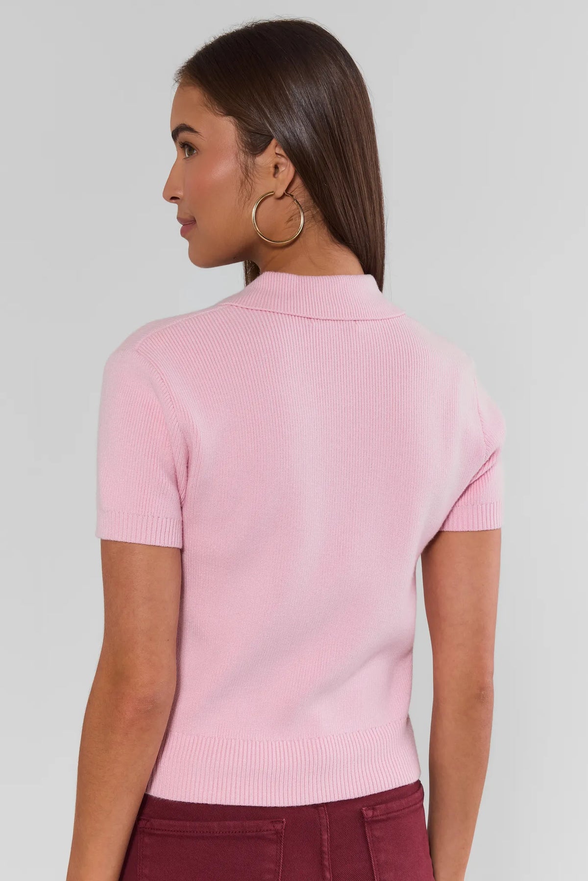 Pink Collared Knit Top | Avara