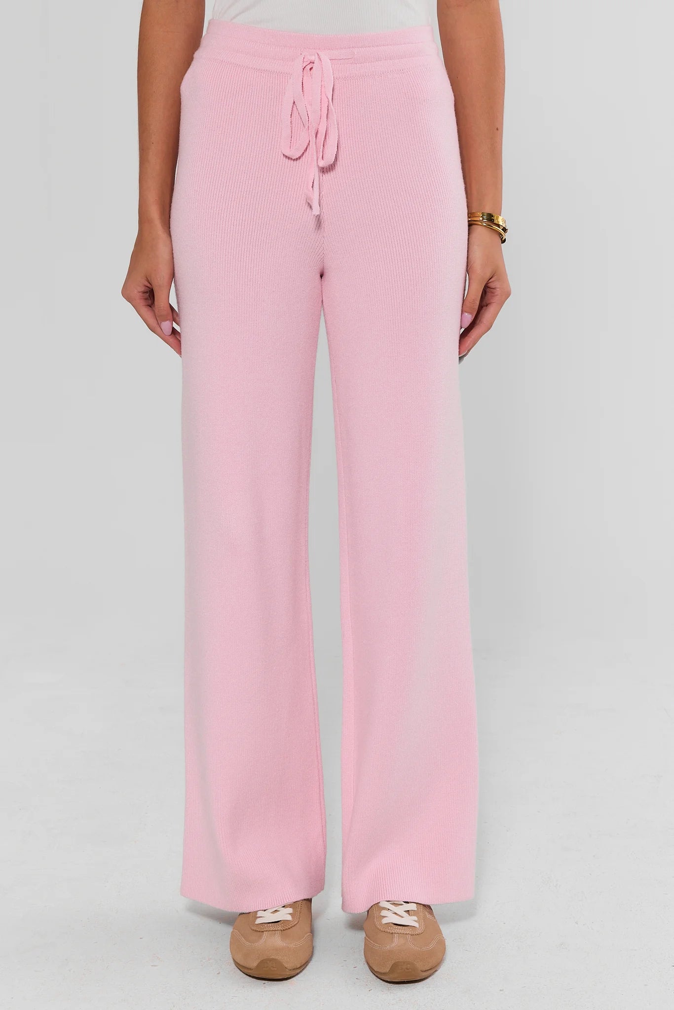 Pink Knit Wide Leg Lounge Pants