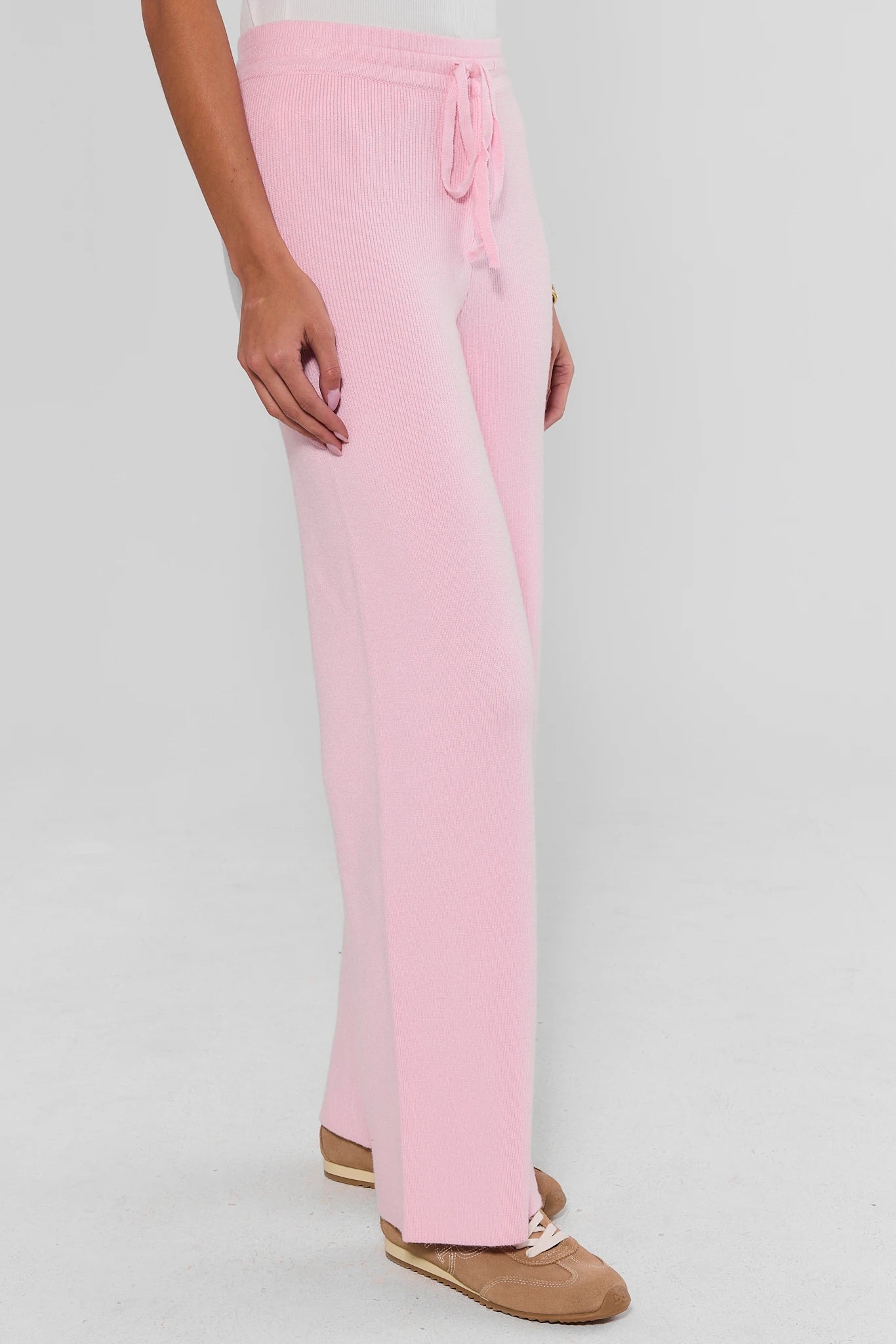 Pink Knit Wide Leg Lounge Pants