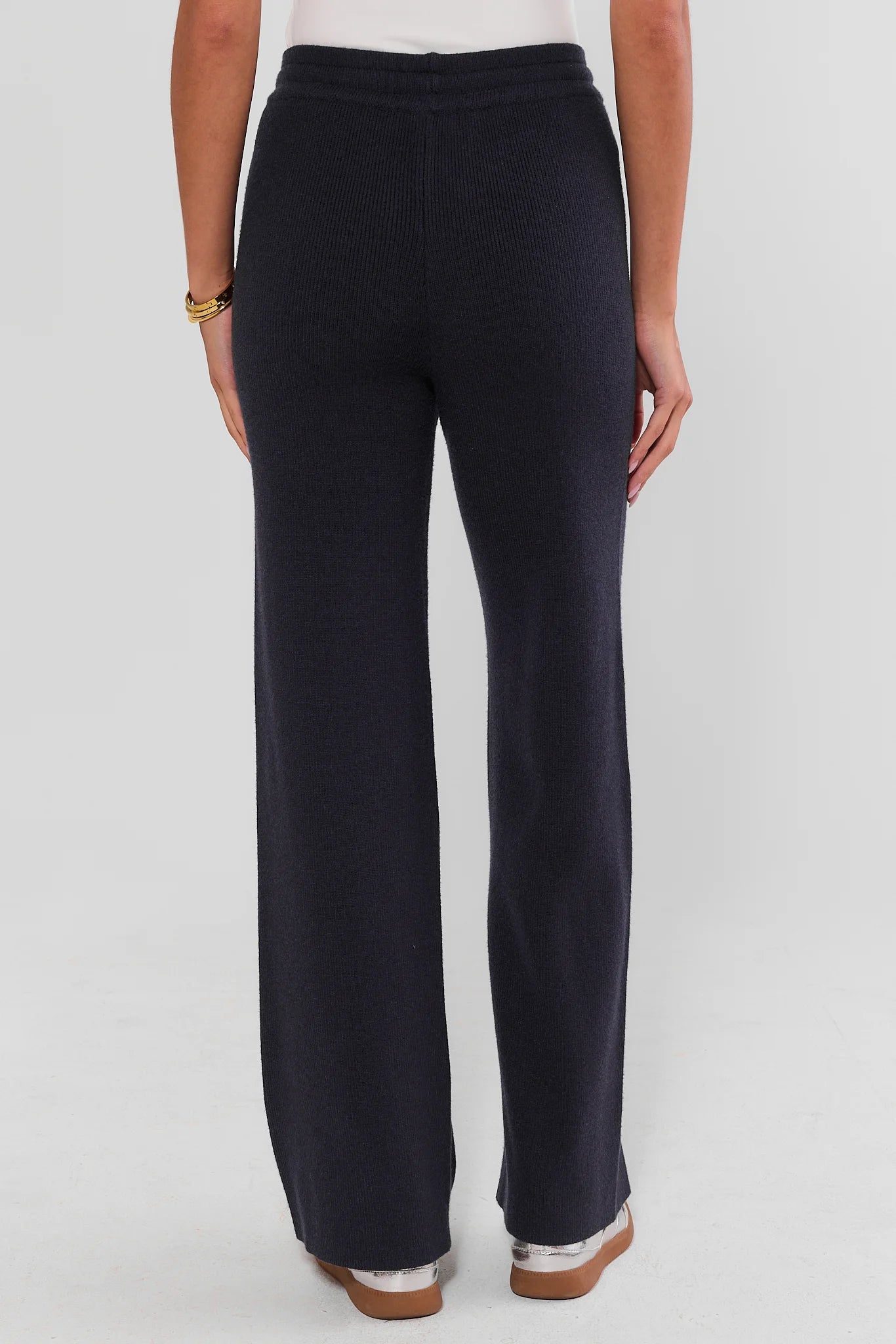 Navy Knit Wide Leg Lounge Pants