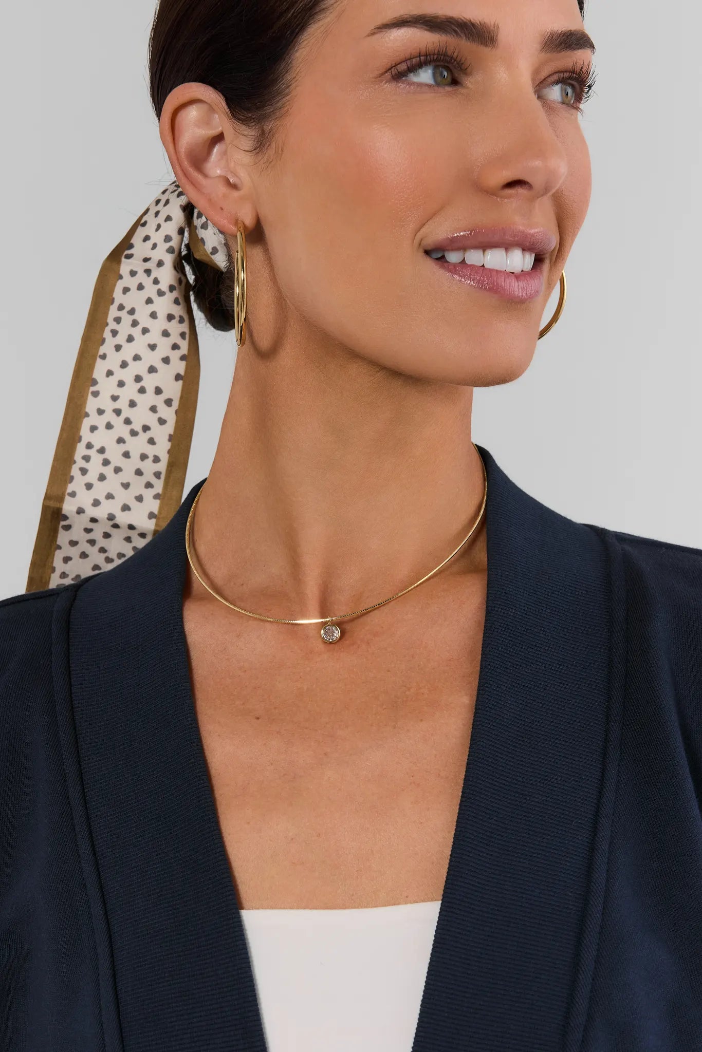 Gold Rhinestone Charm Necklace