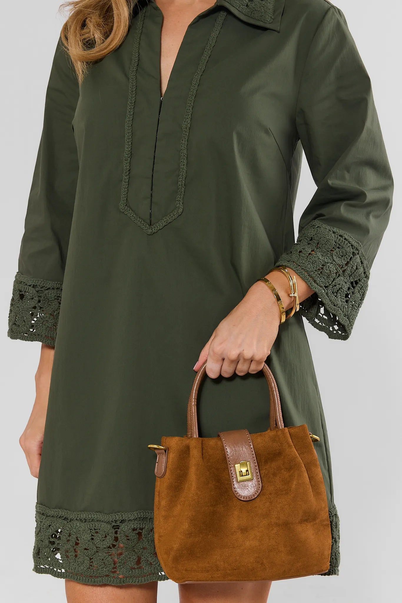 Camel Faux Suede Bucket Bag