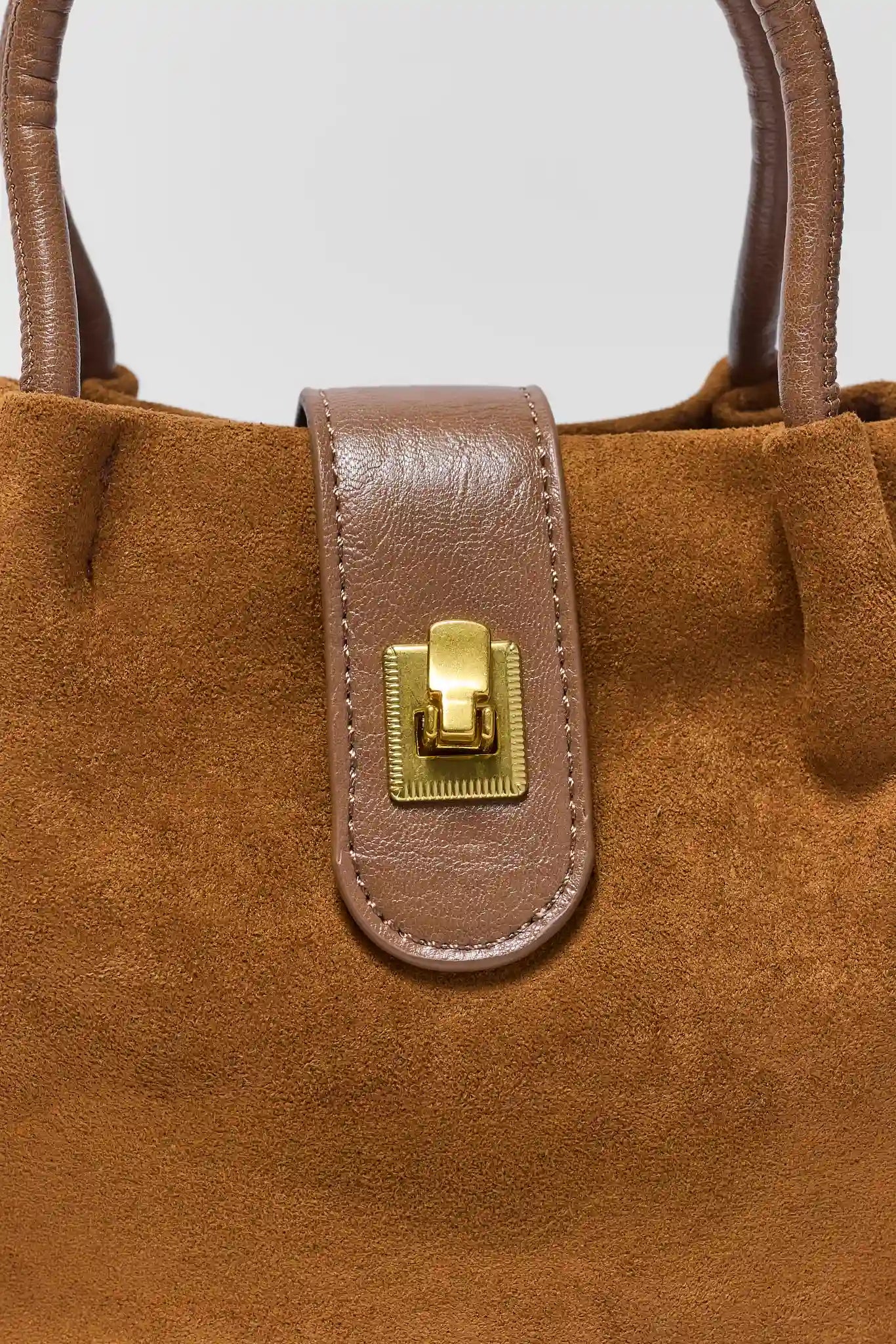 Camel Faux Suede Bucket Bag