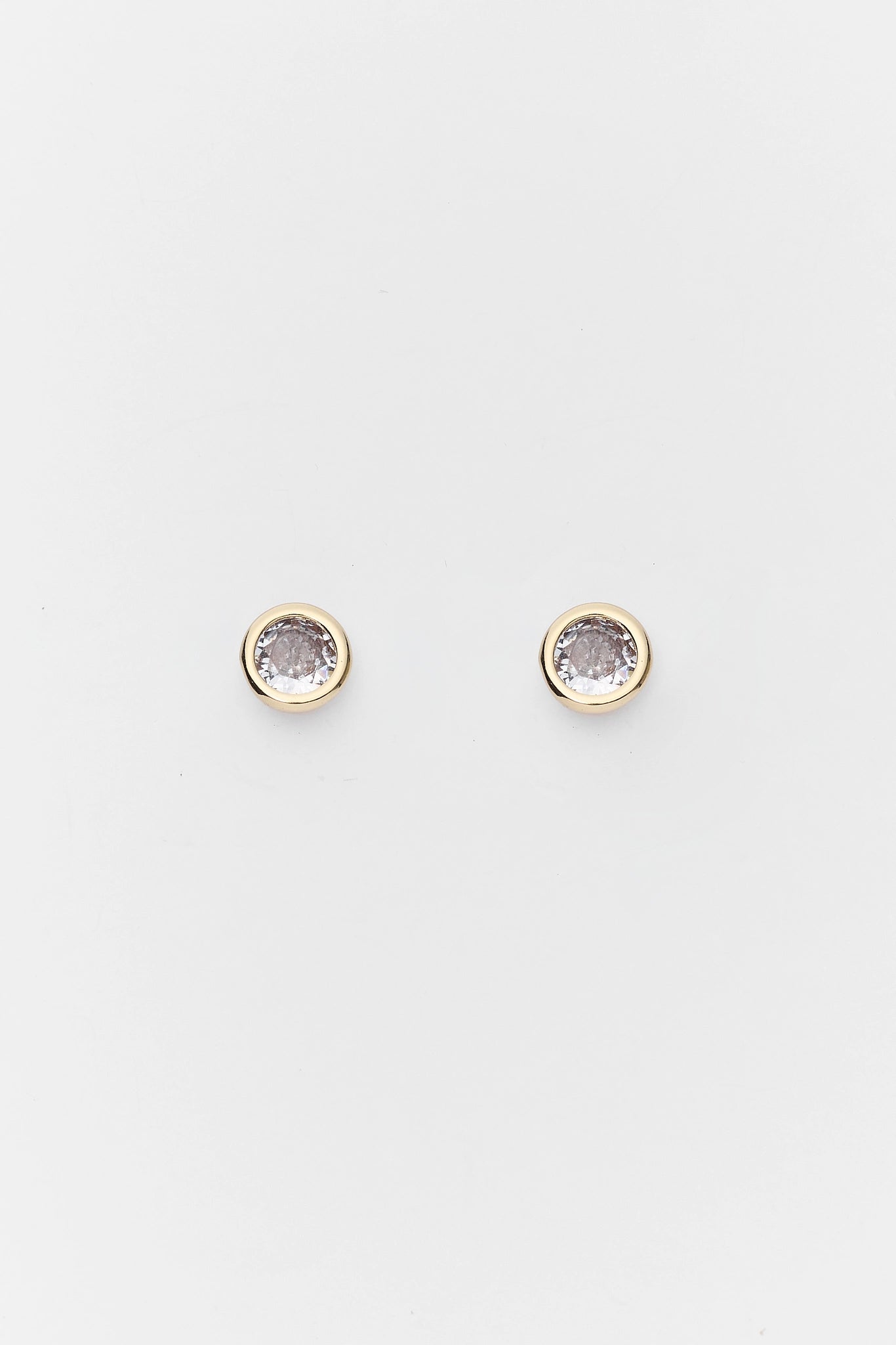 Gold Rhinestone Bezel Stud Earrings