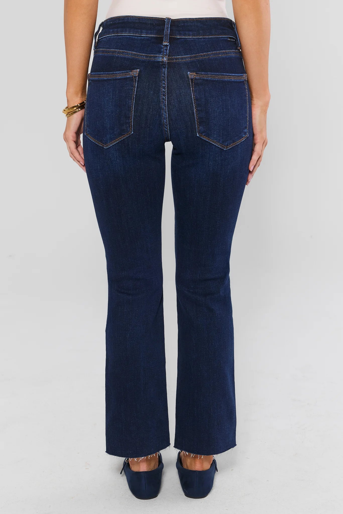Becca Dark Wash Kick Flare Cropped Jeans