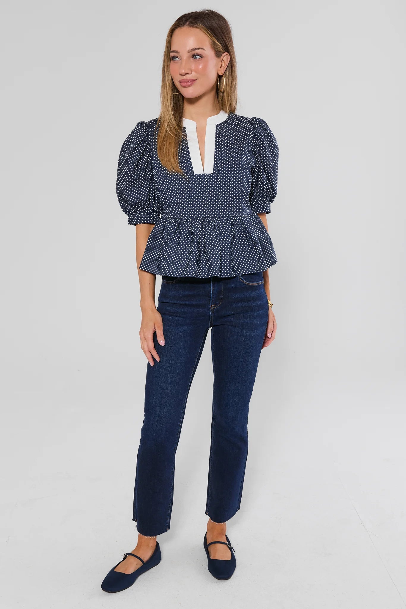 Becca Dark Wash Kick Flare Cropped Jeans