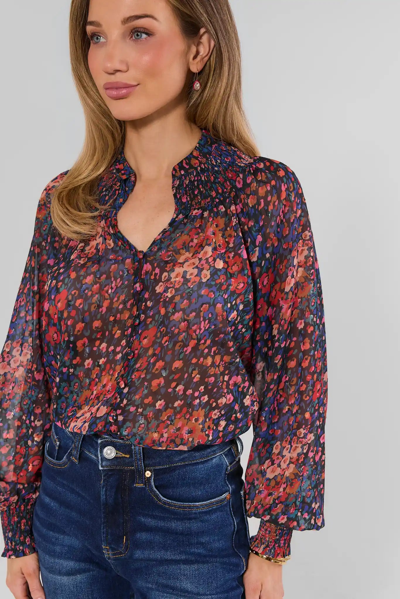 Reese Multi Printed Button Up Top