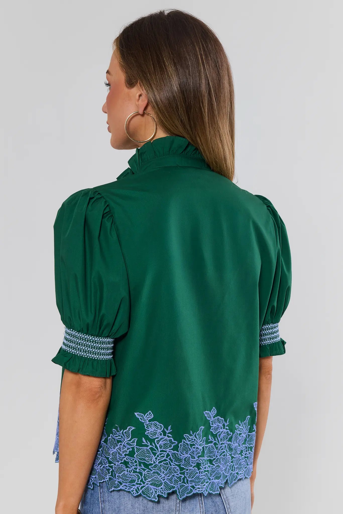 Prudence Green Embroidered Top