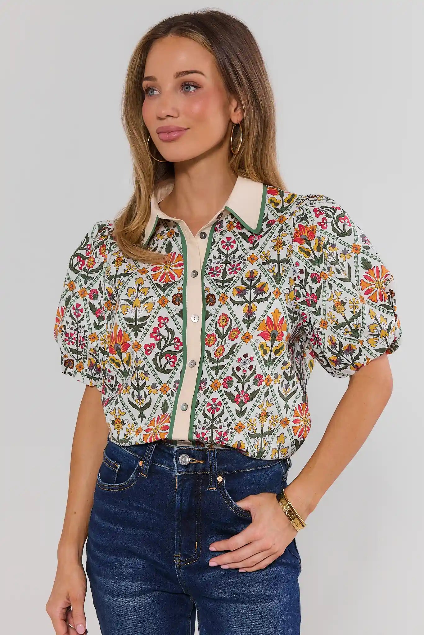 Lucinda White Floral Printed Top