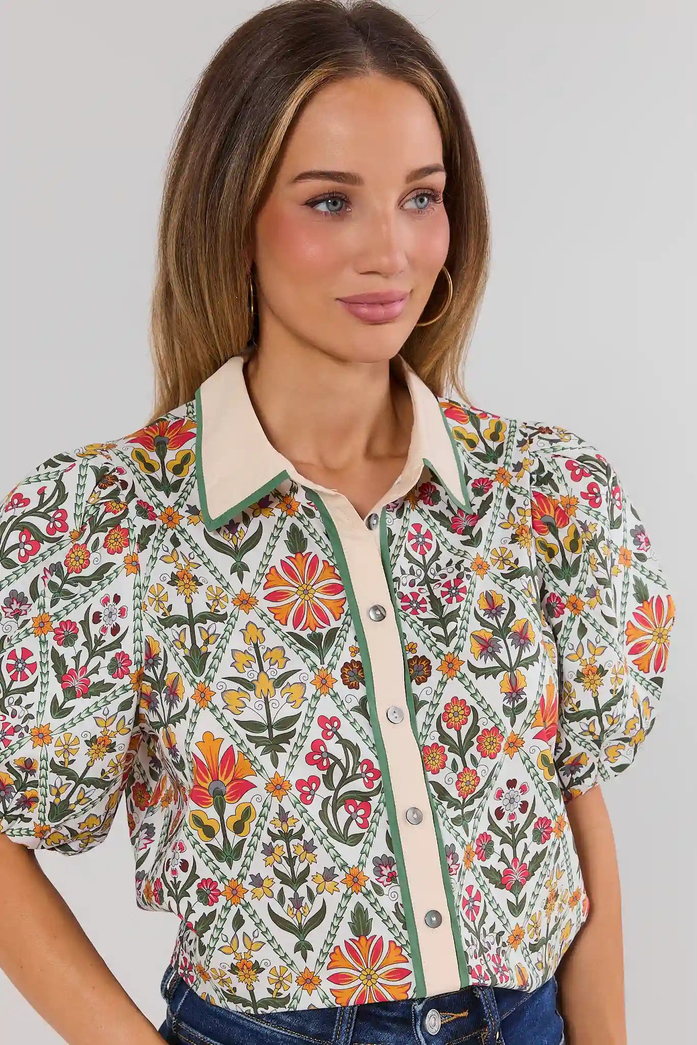 Lucinda White Floral Printed Top