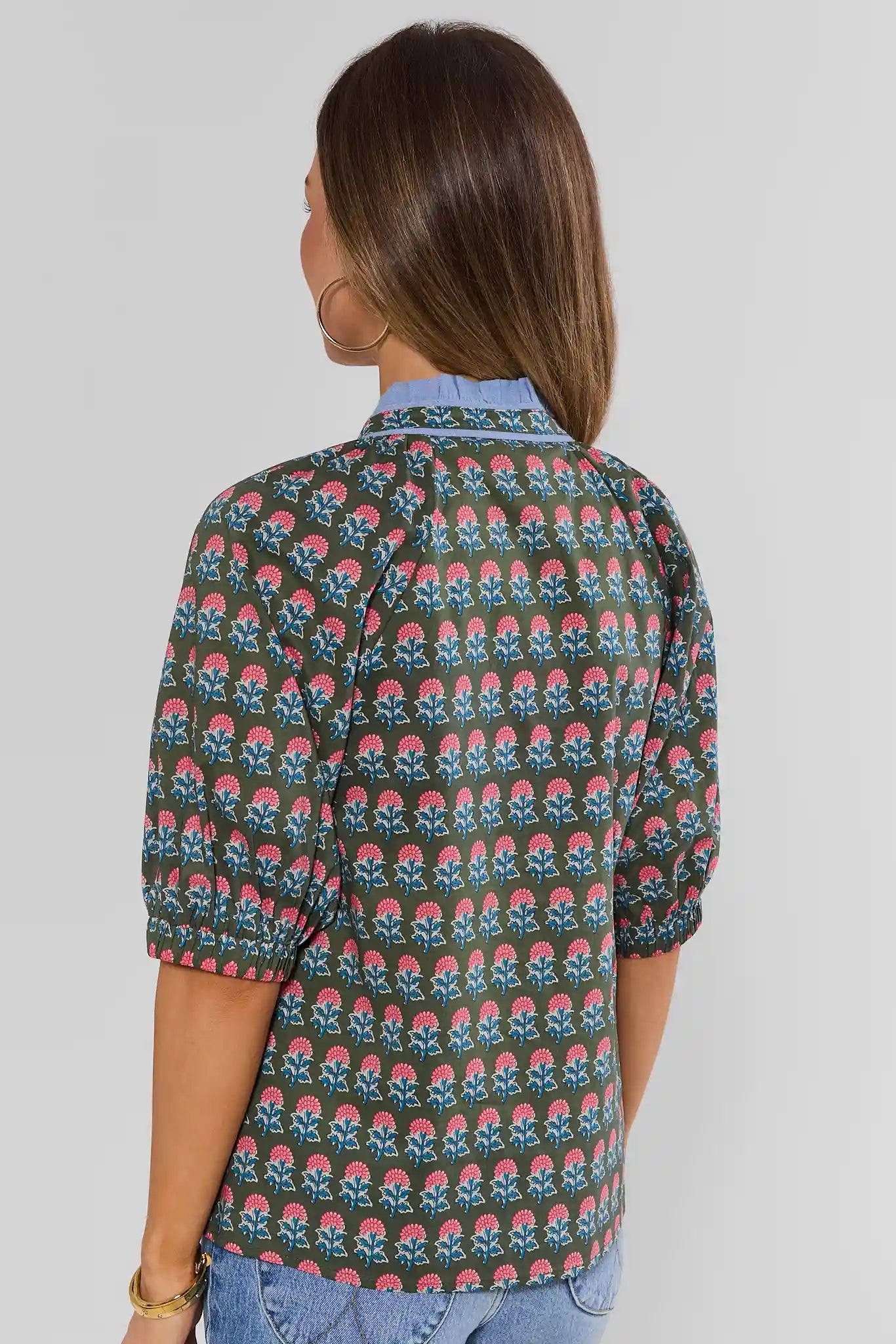 Liv Green Floral Print Top by THML