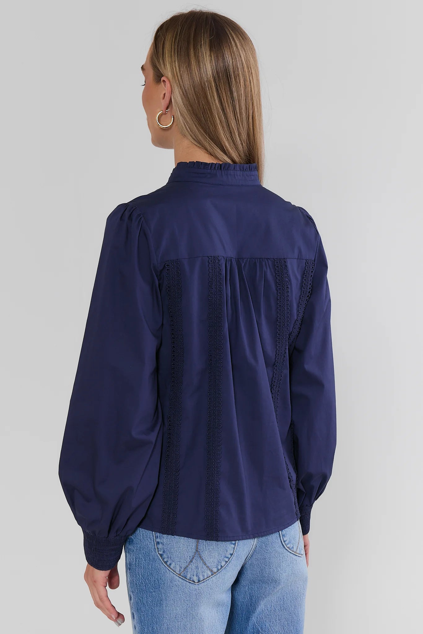Archer Navy Button Up Top