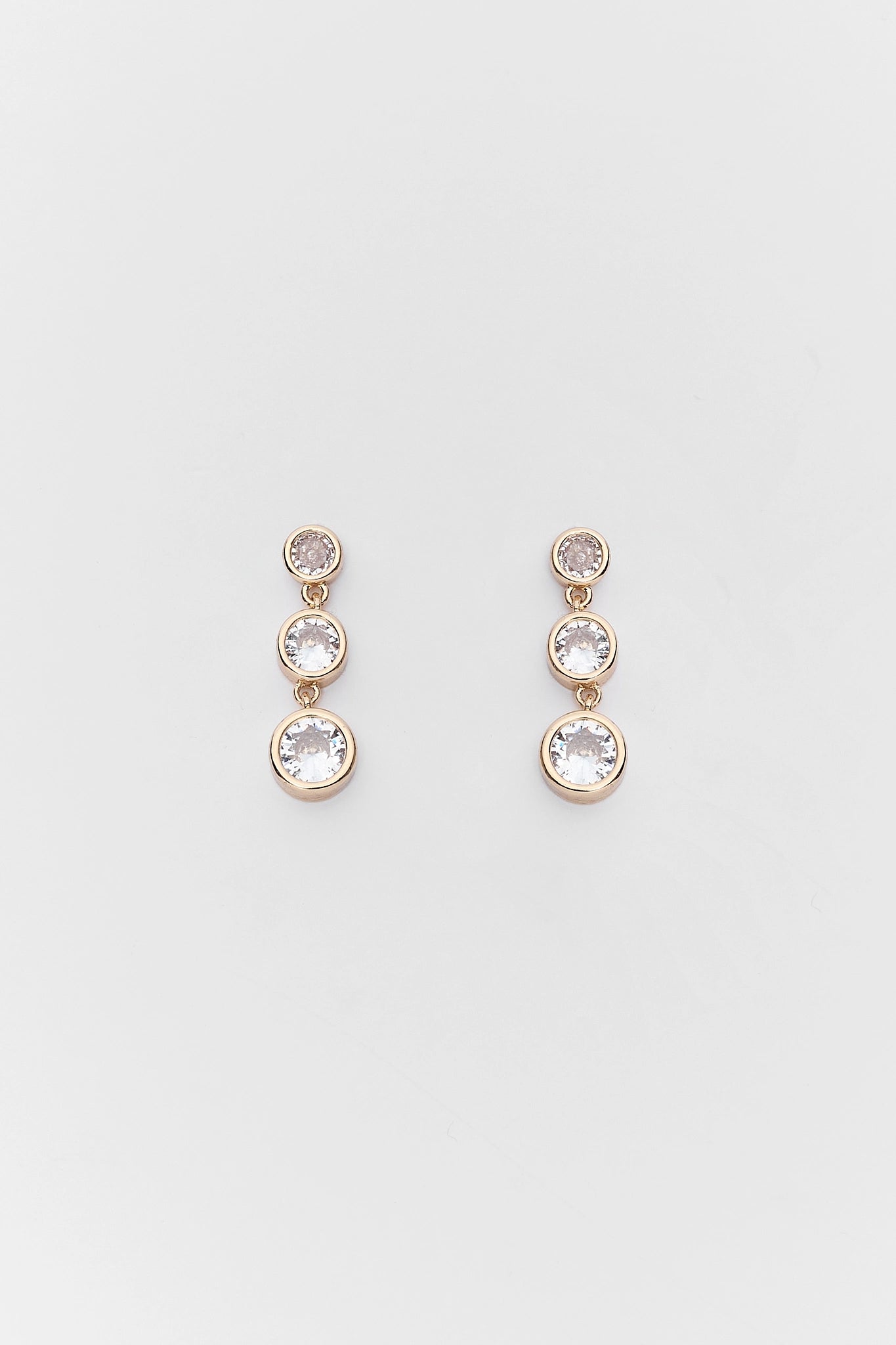 Gold Circle Rhinestone Drop Earrings
