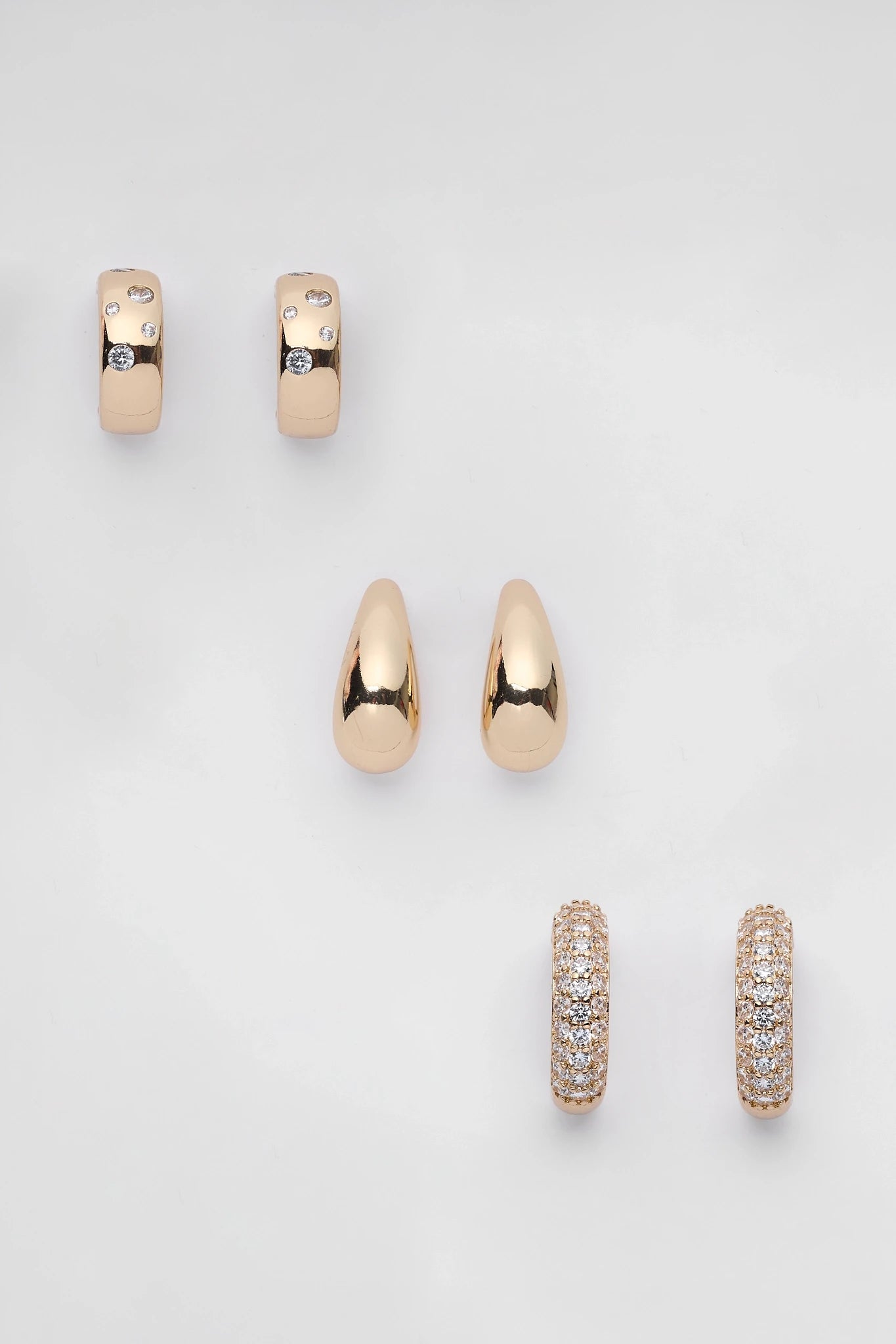 Gold Huggie Earring Set