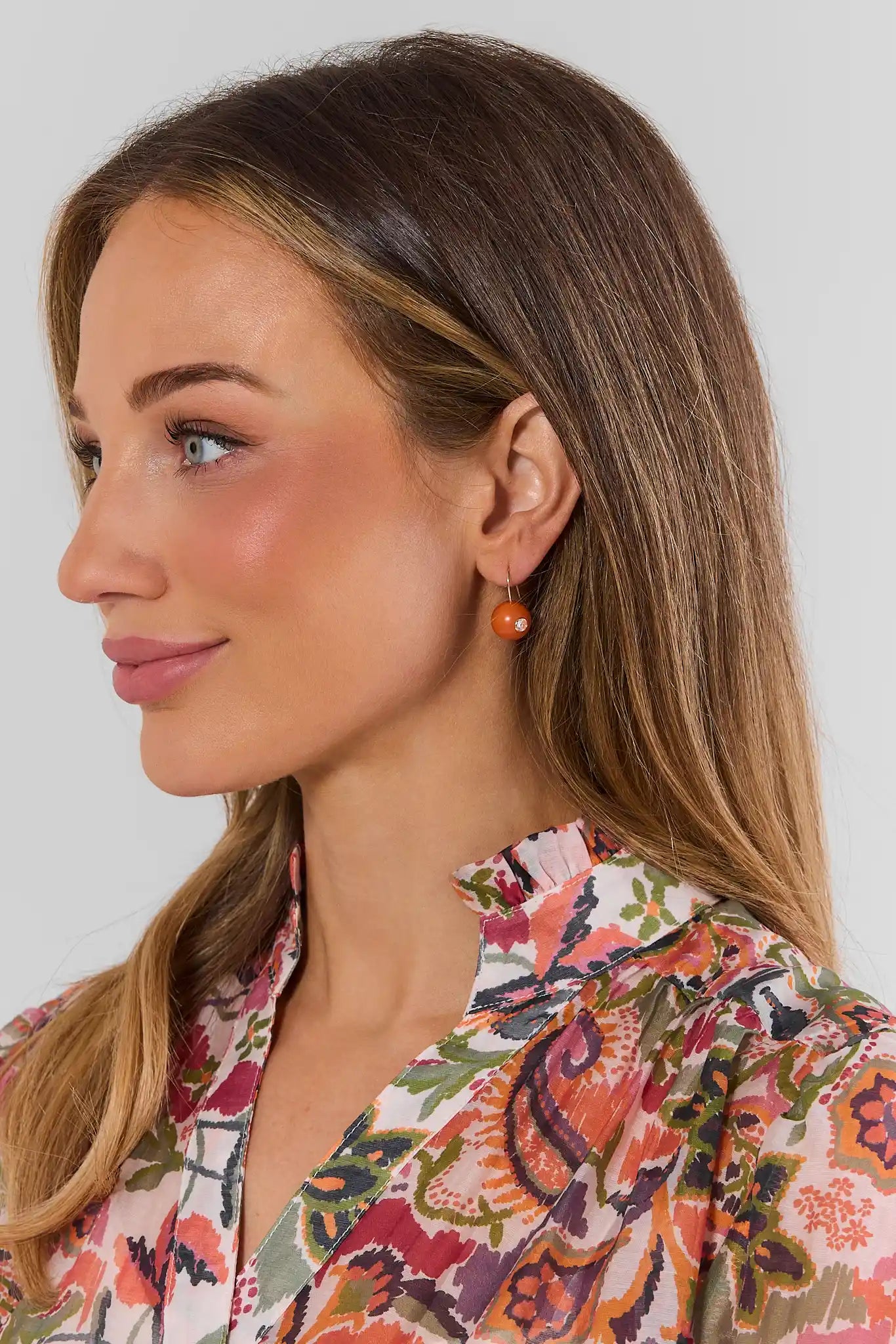 Orange Circle Drop Earrings