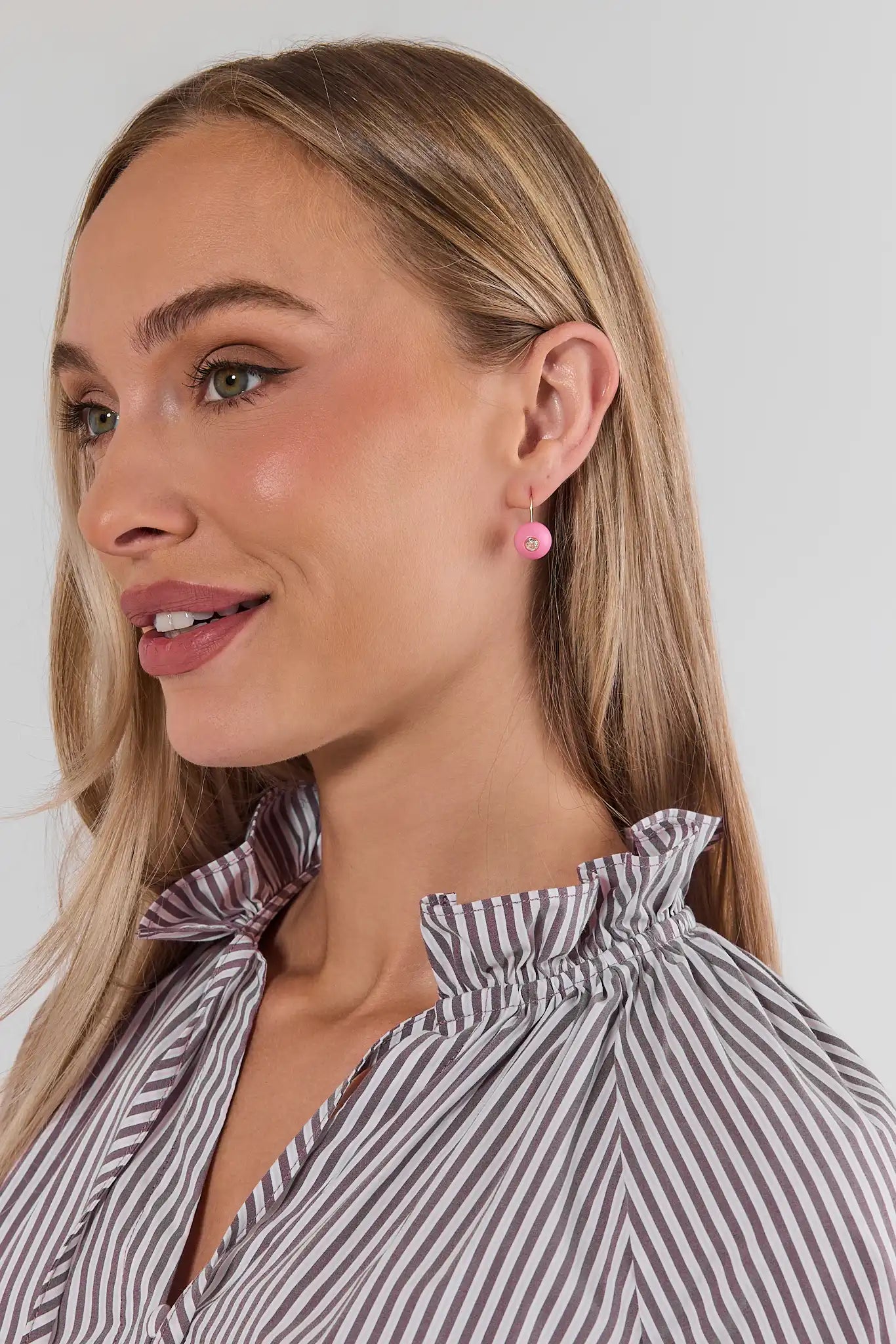Pink Circle Drop Earrings