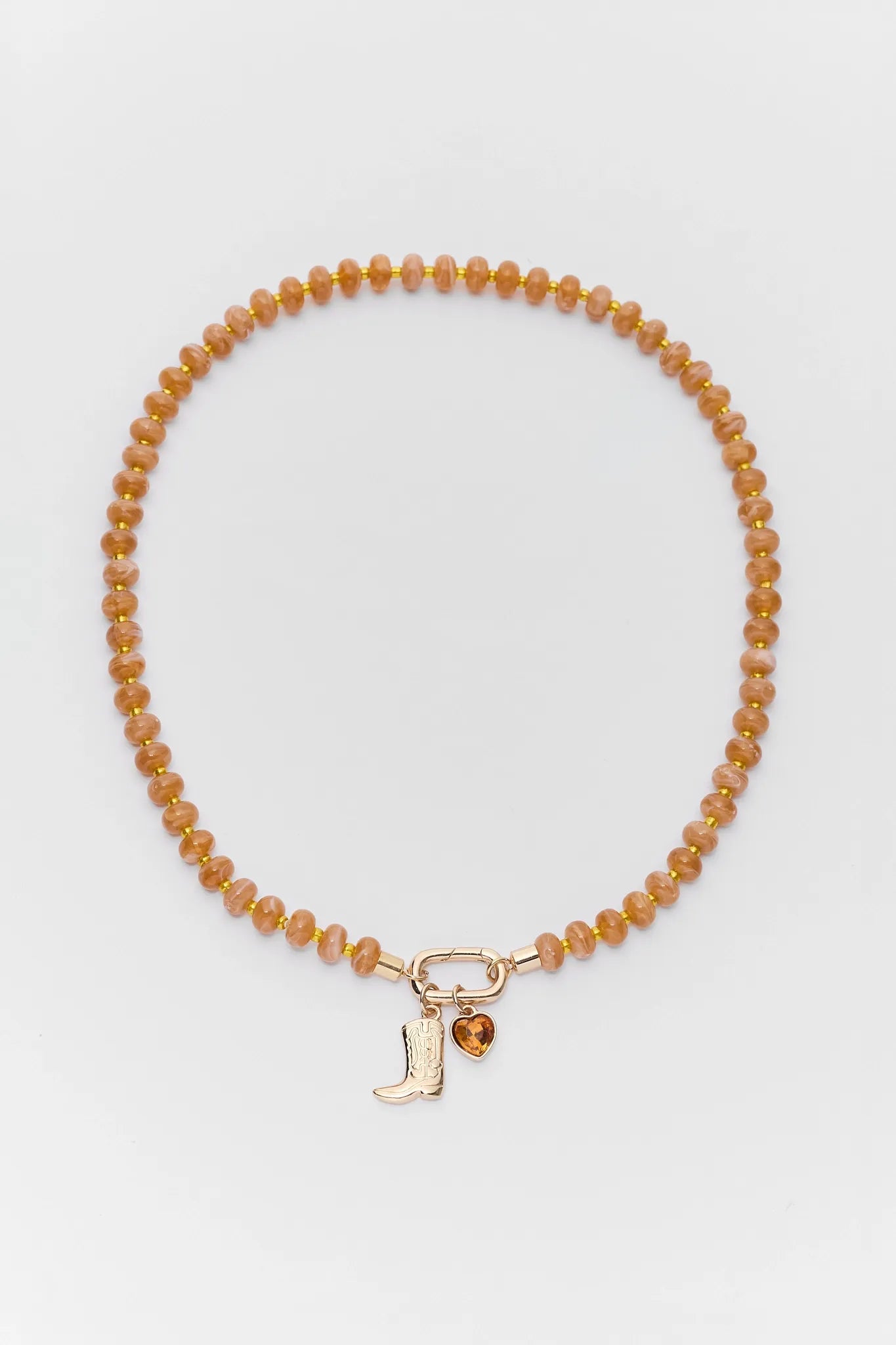 Orange Beaded Boot Charm Necklace