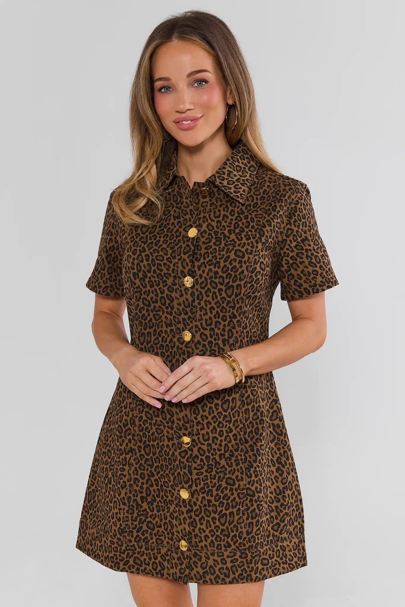Leopard Print Button Up Mini Dress