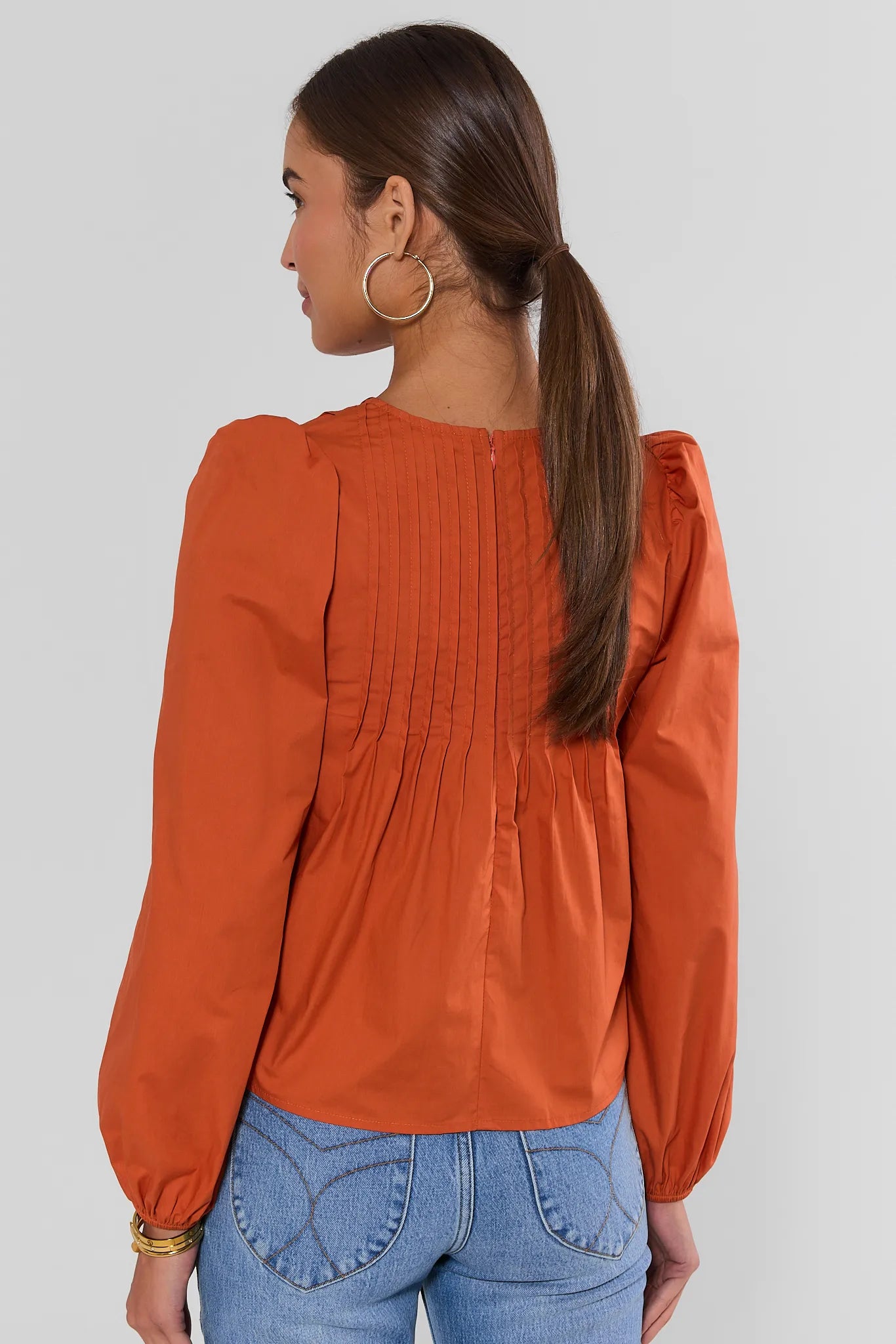 Mimi Orange Pleated Top