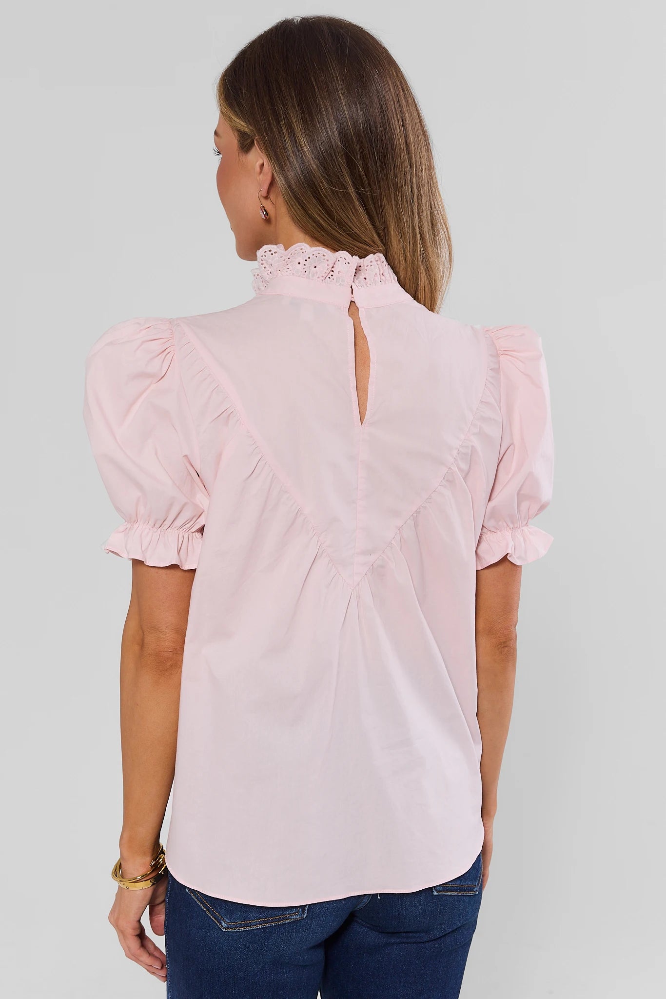 Pink Ruffle Collar Top