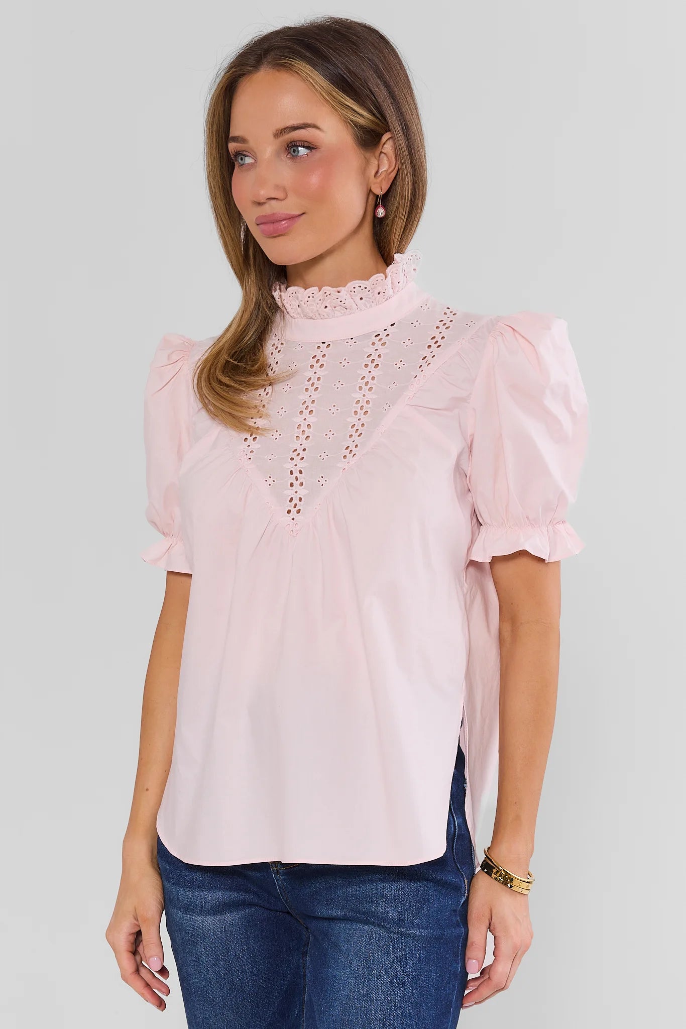 Pink Ruffle Collar Top