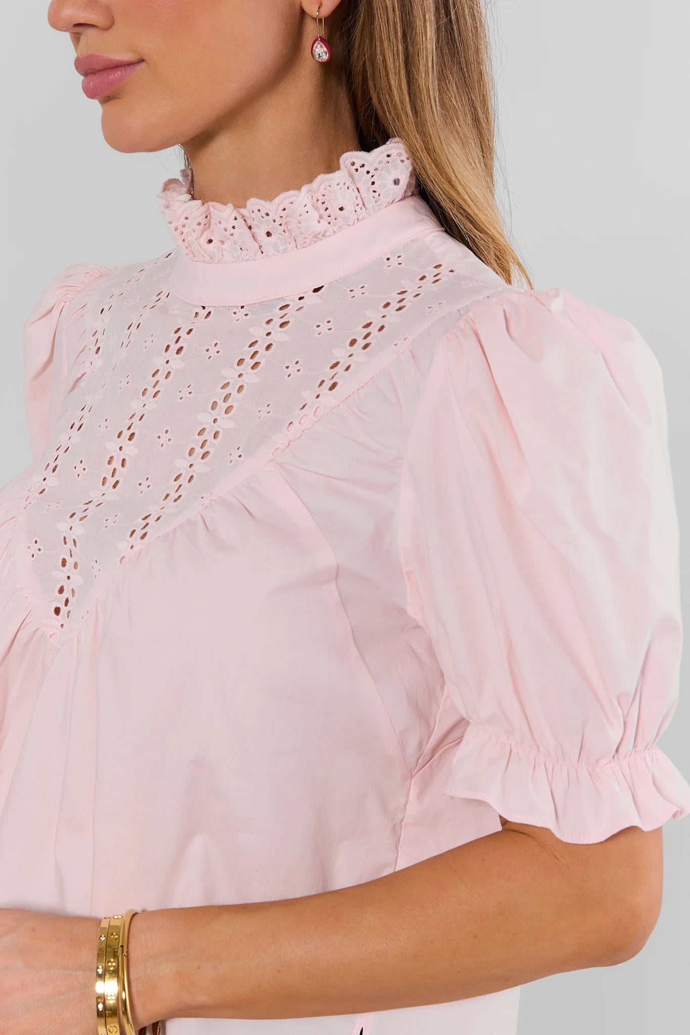 Pink Ruffle Collar Top