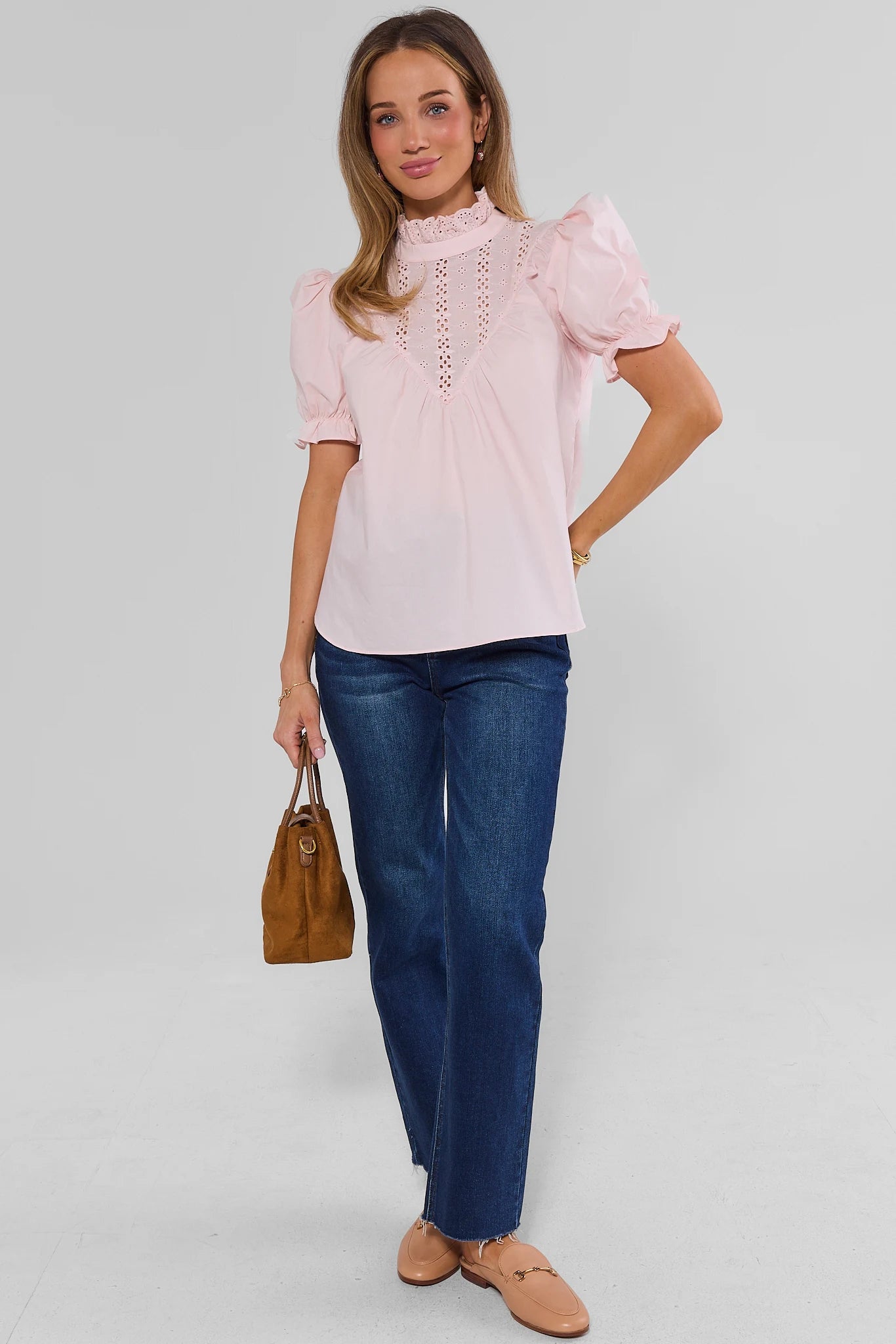 Pink Ruffle Collar Top