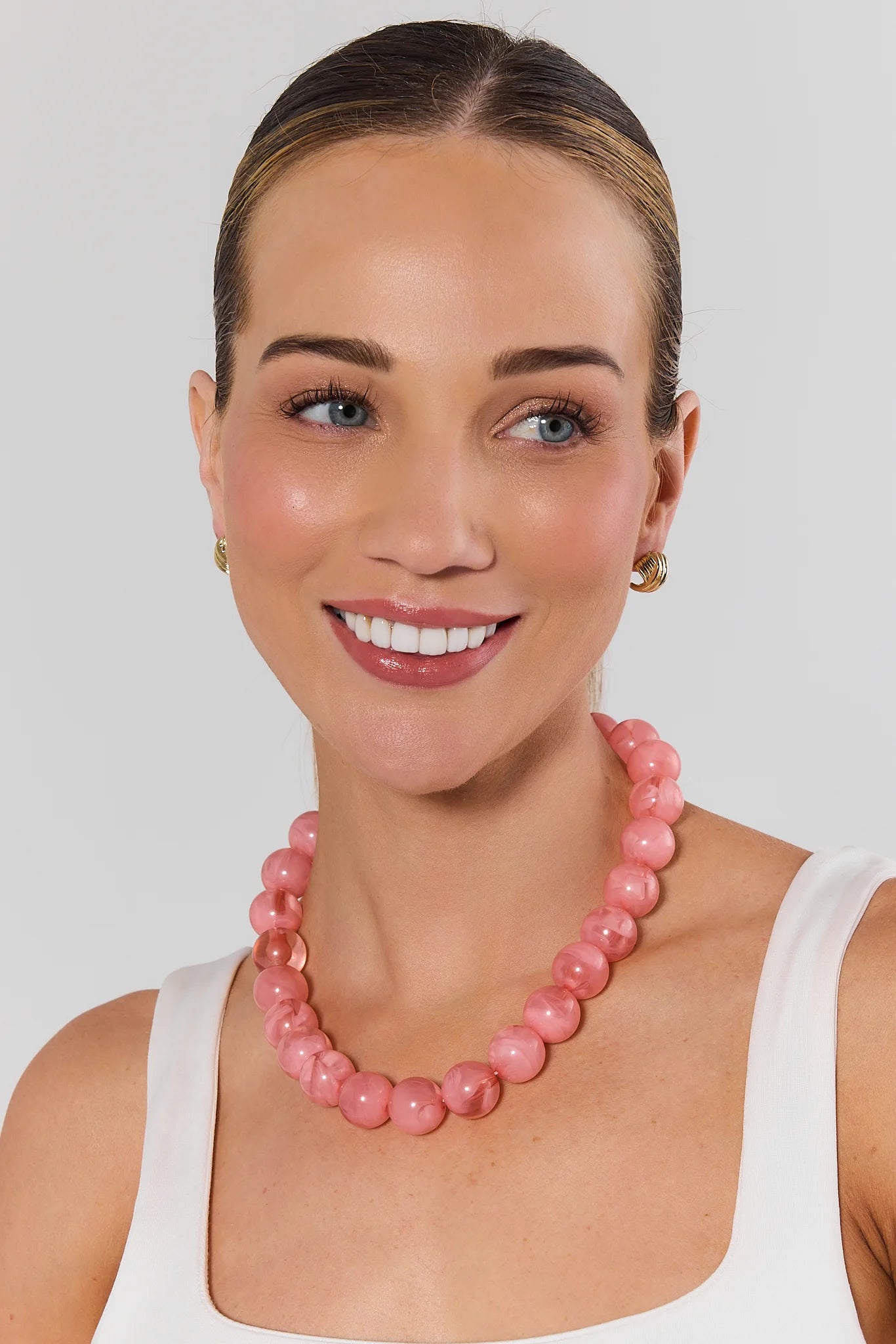 Light Pink Oversized Beaded Necklace