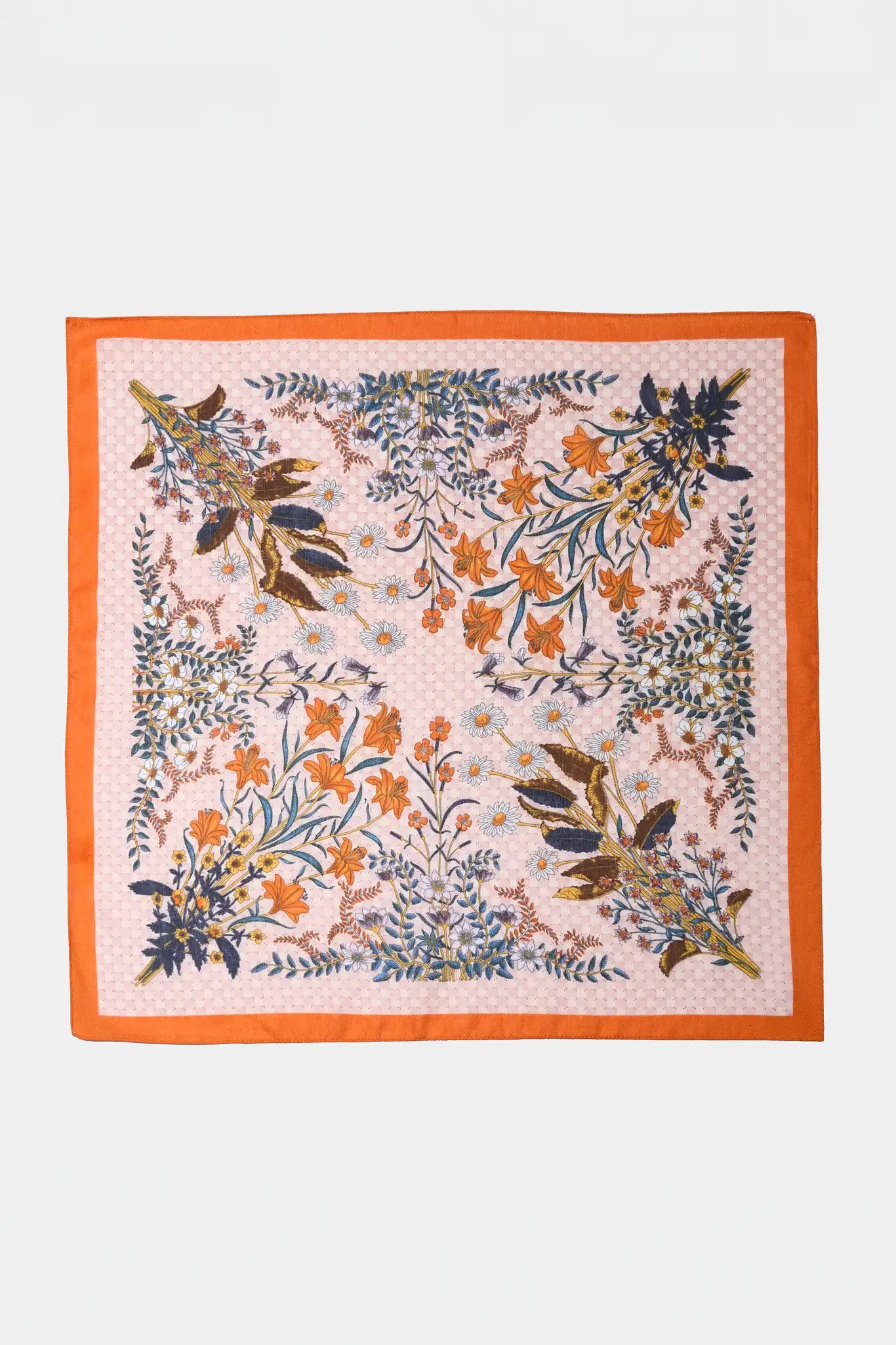 Orange Floral Printed Scarf