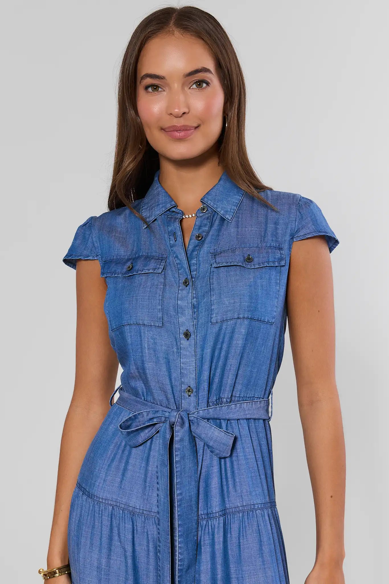 Bristol Chambray Belted Midi Dress