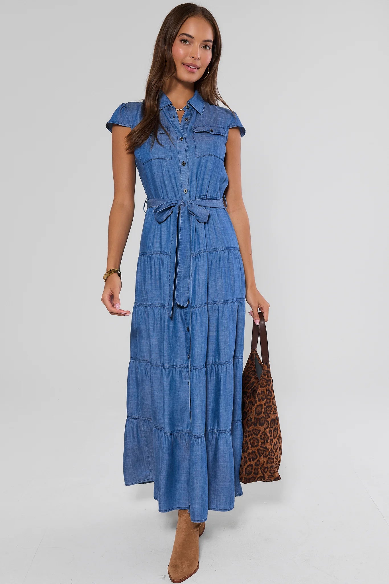 Bristol Chambray Belted Midi Dress