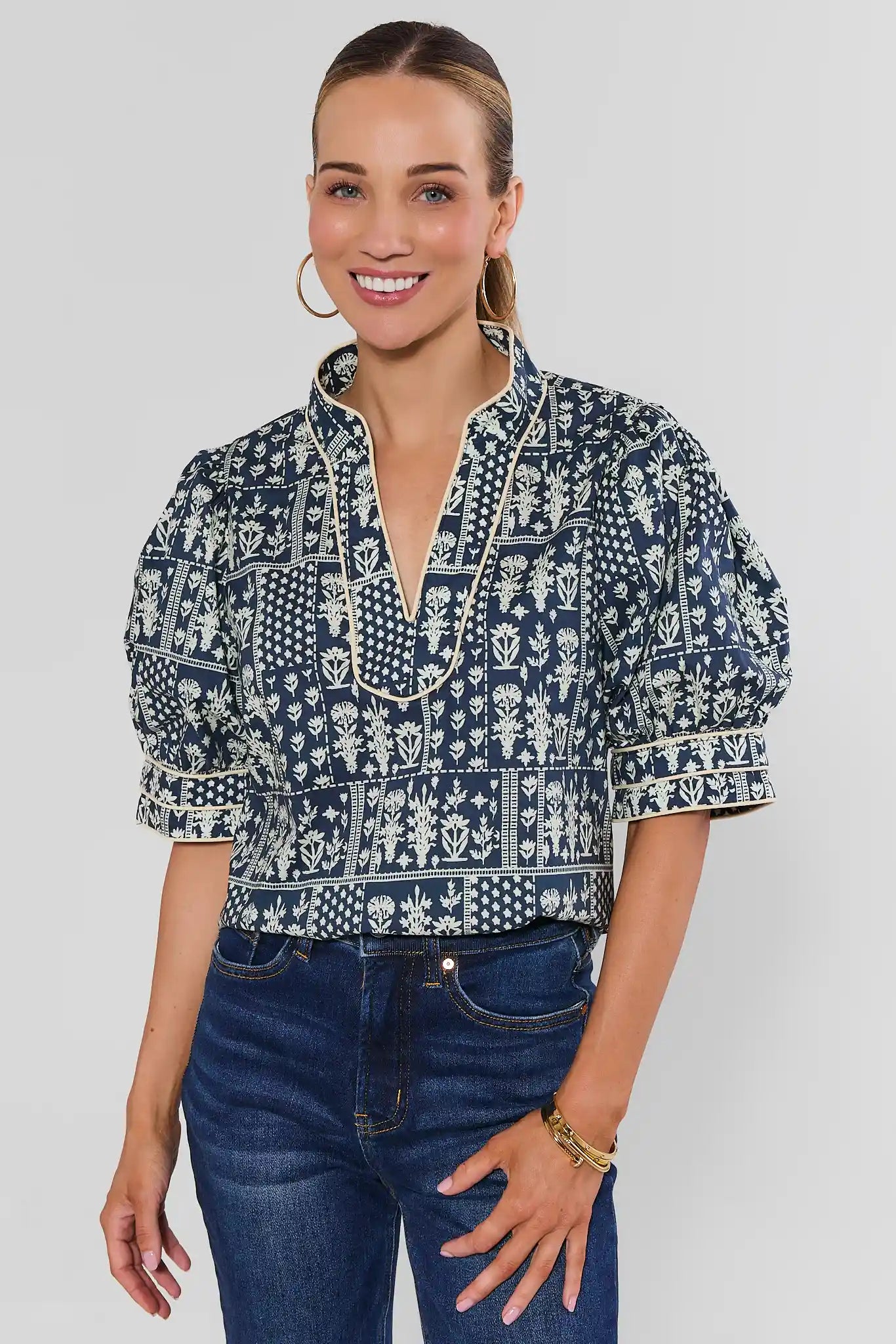 Dakota Navy Floral Printed Top