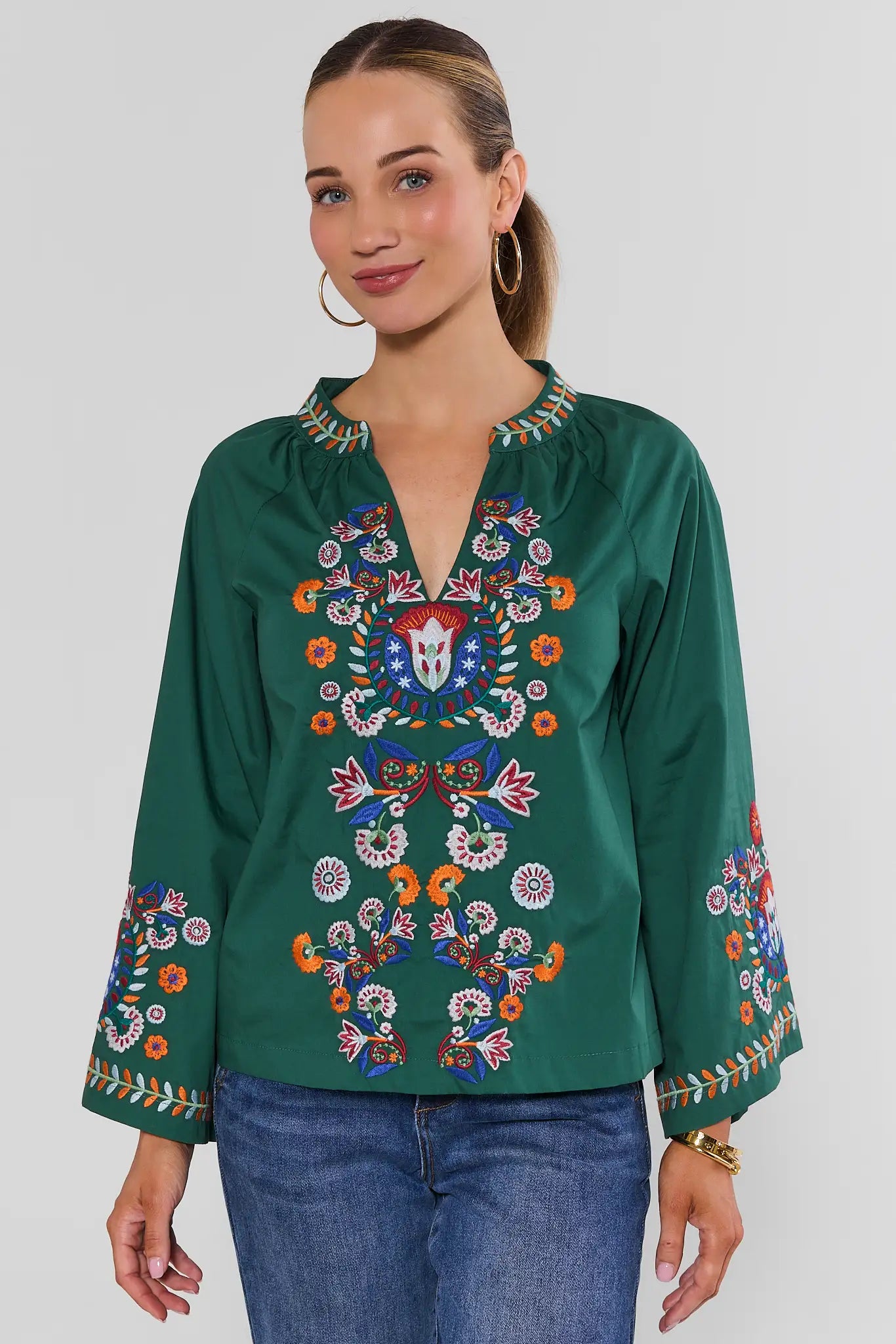 Mirabelle Green Embroidered Top