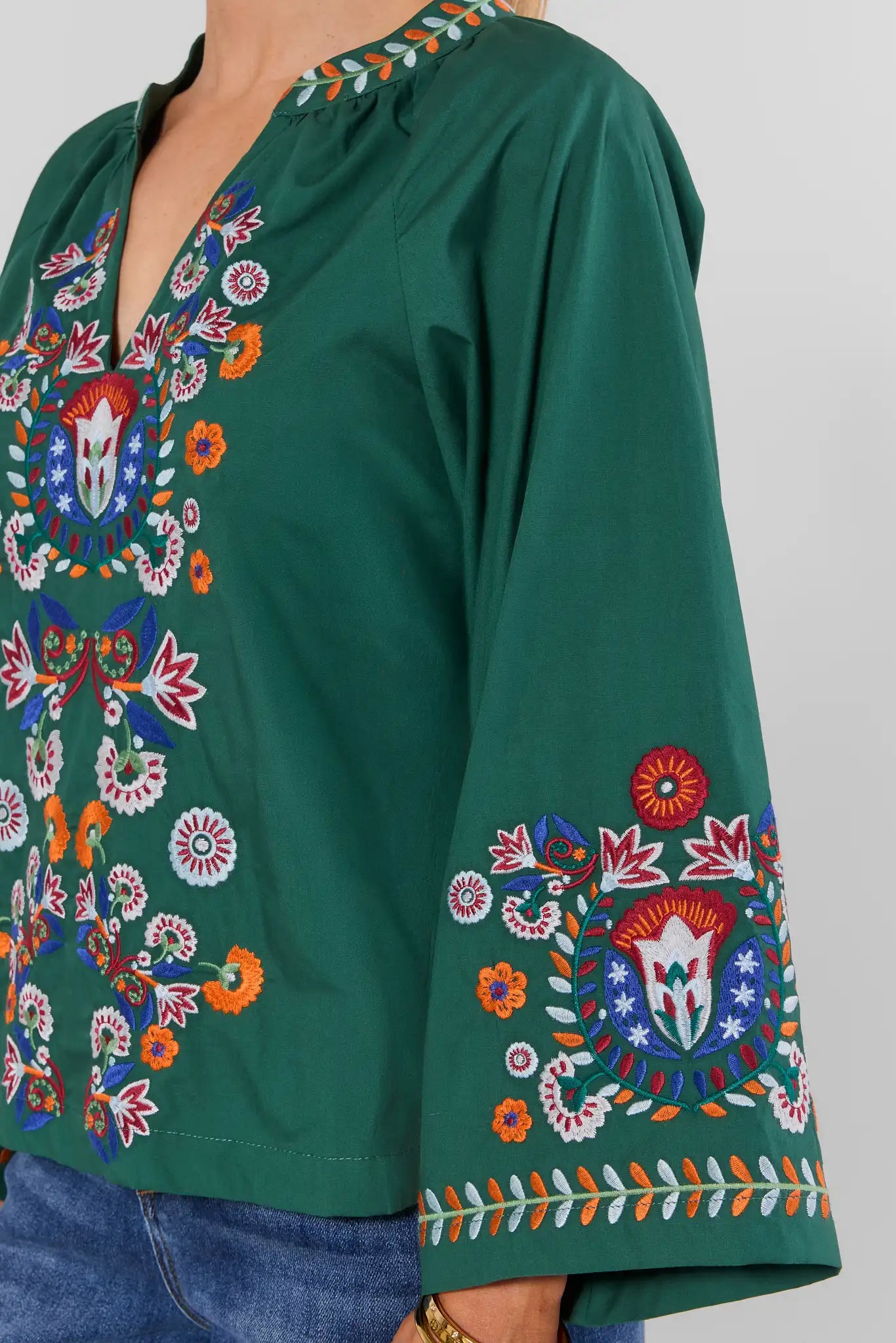 Mirabelle Green Embroidered Top