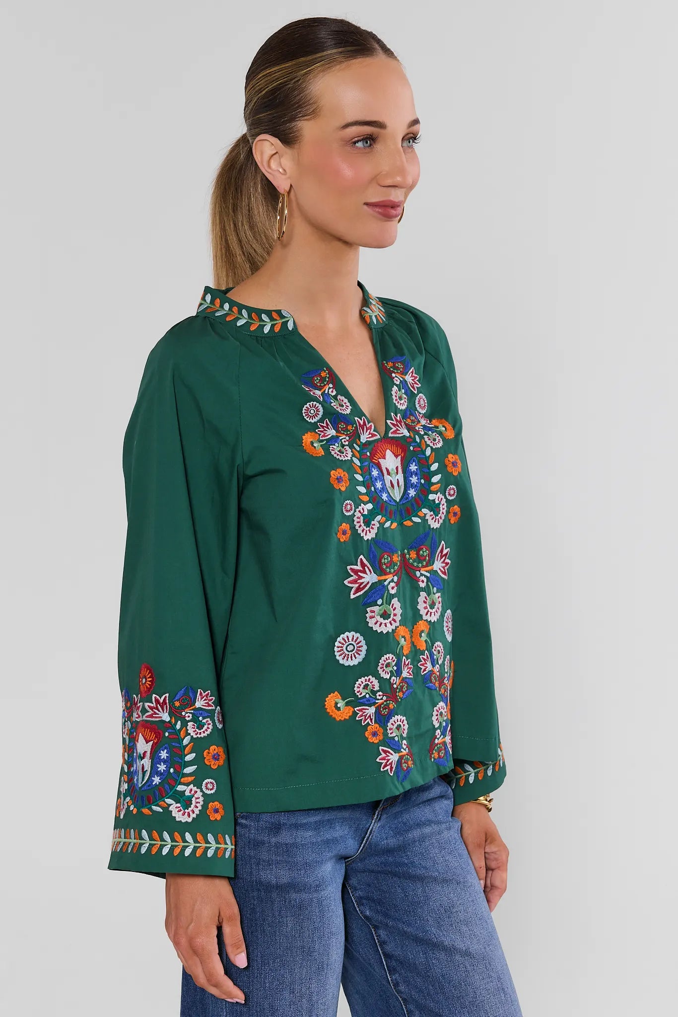 Mirabelle Green Embroidered Top